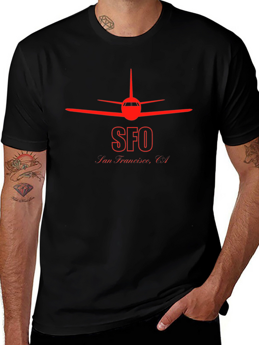 SFO San Francisco Airplane T-Shirt - Black