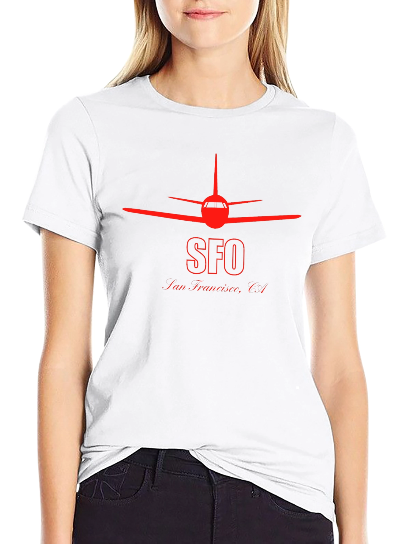 SFO San Francisco Airplane T-Shirt - Black