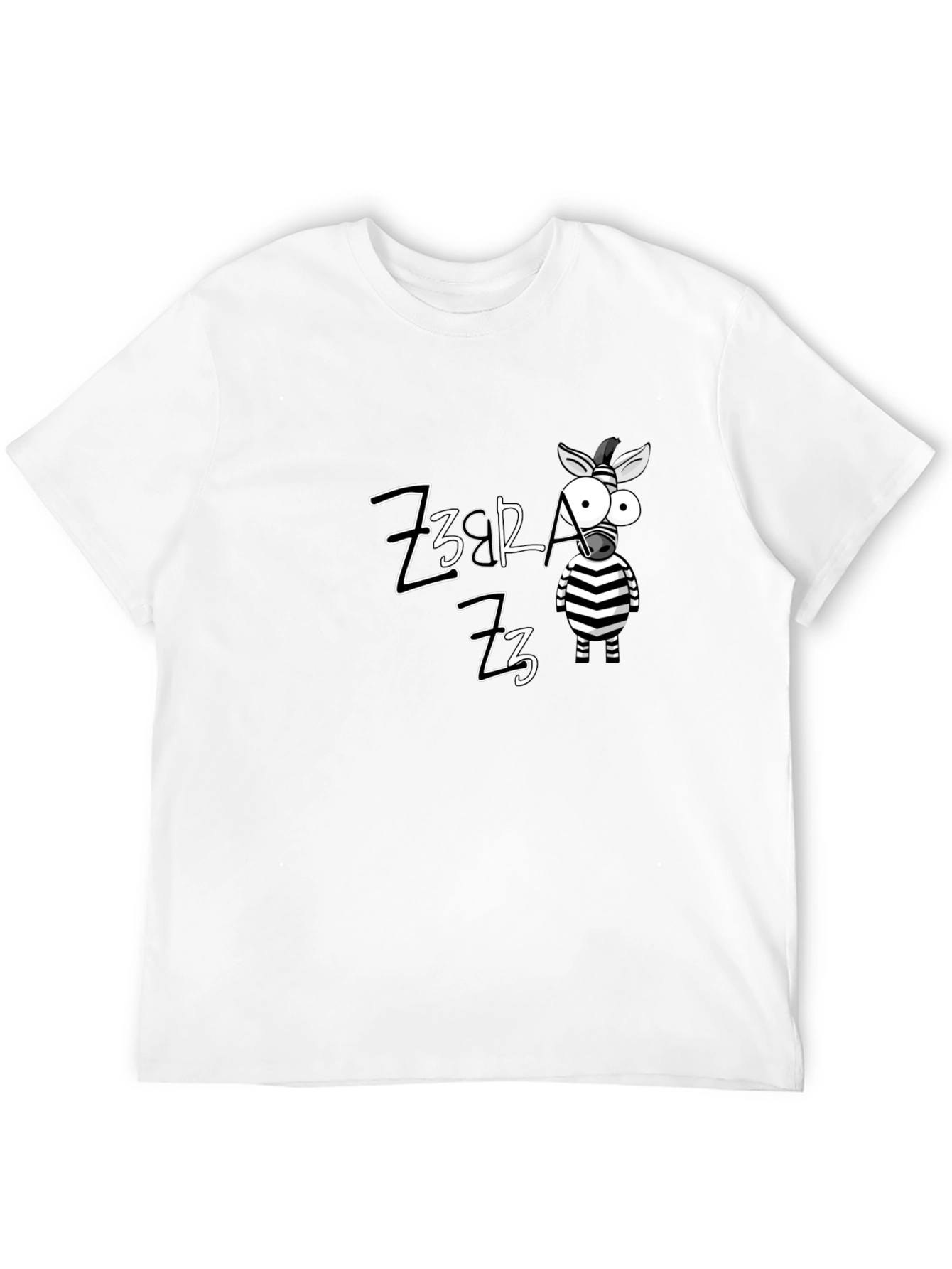 Zebra Cartoon Graphic Black Cotton T-Shirt