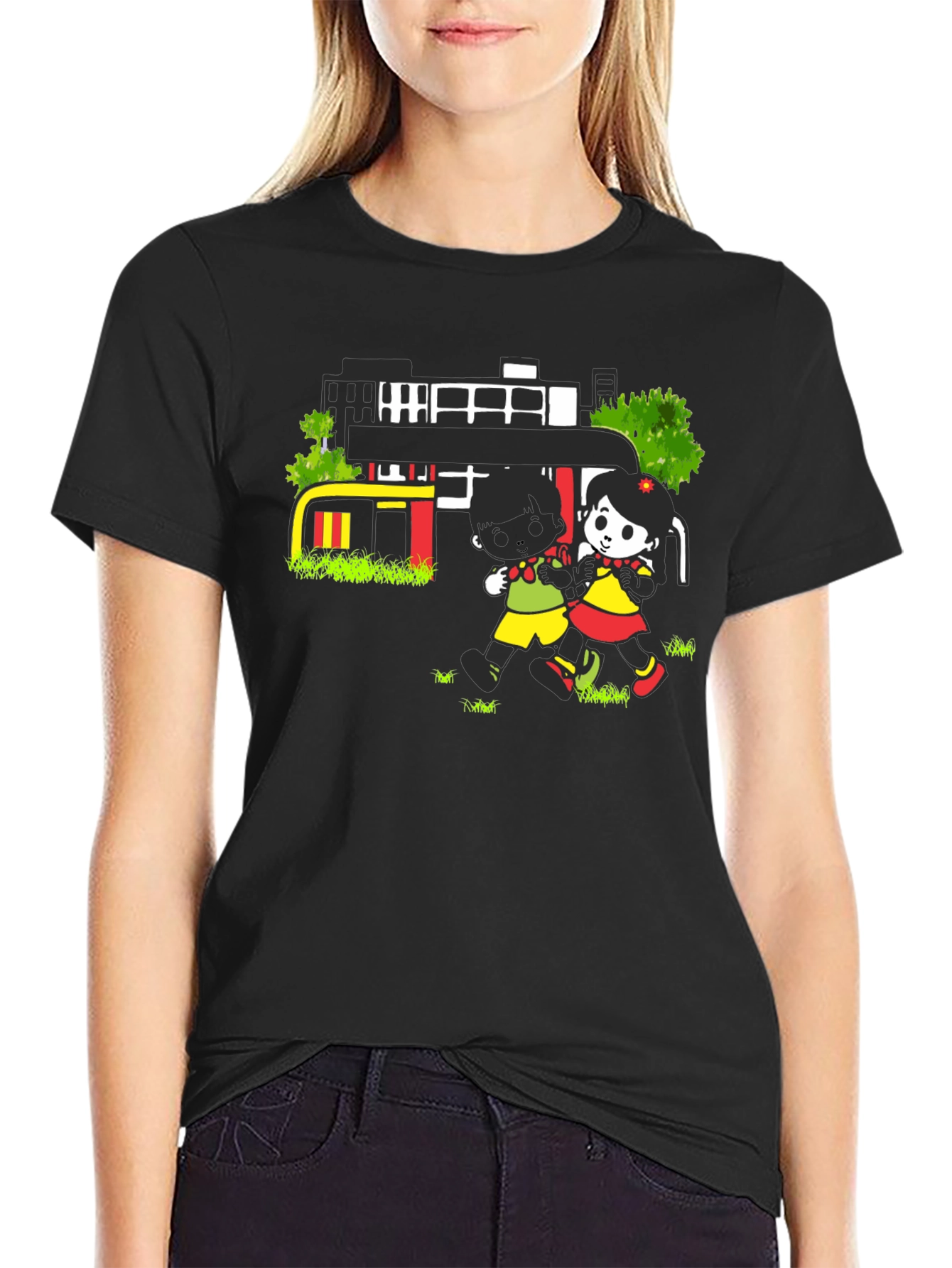 Cartoon Graphic T-Shirt - Back to School Fun!