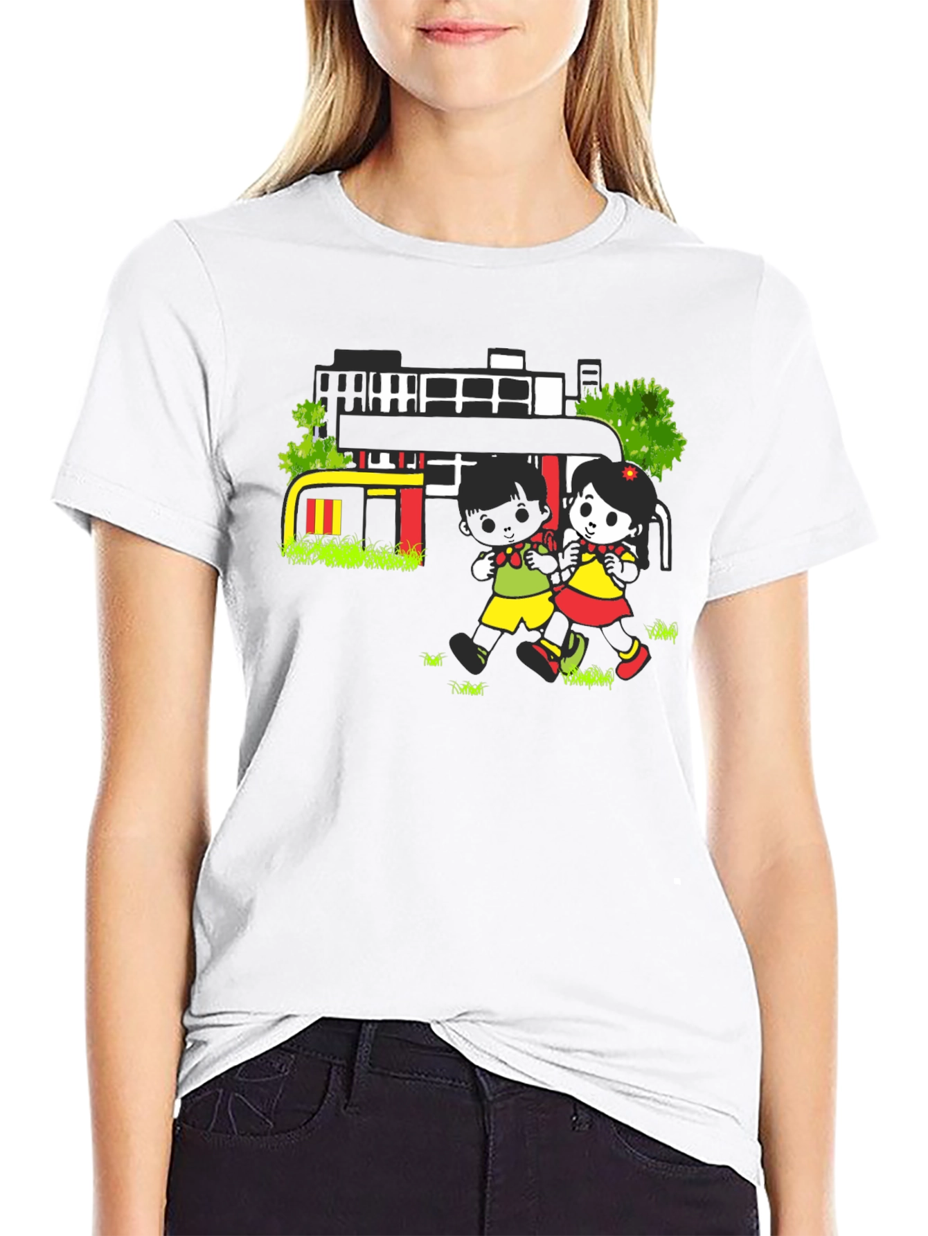 Cartoon Graphic T-Shirt - Back to School Fun!