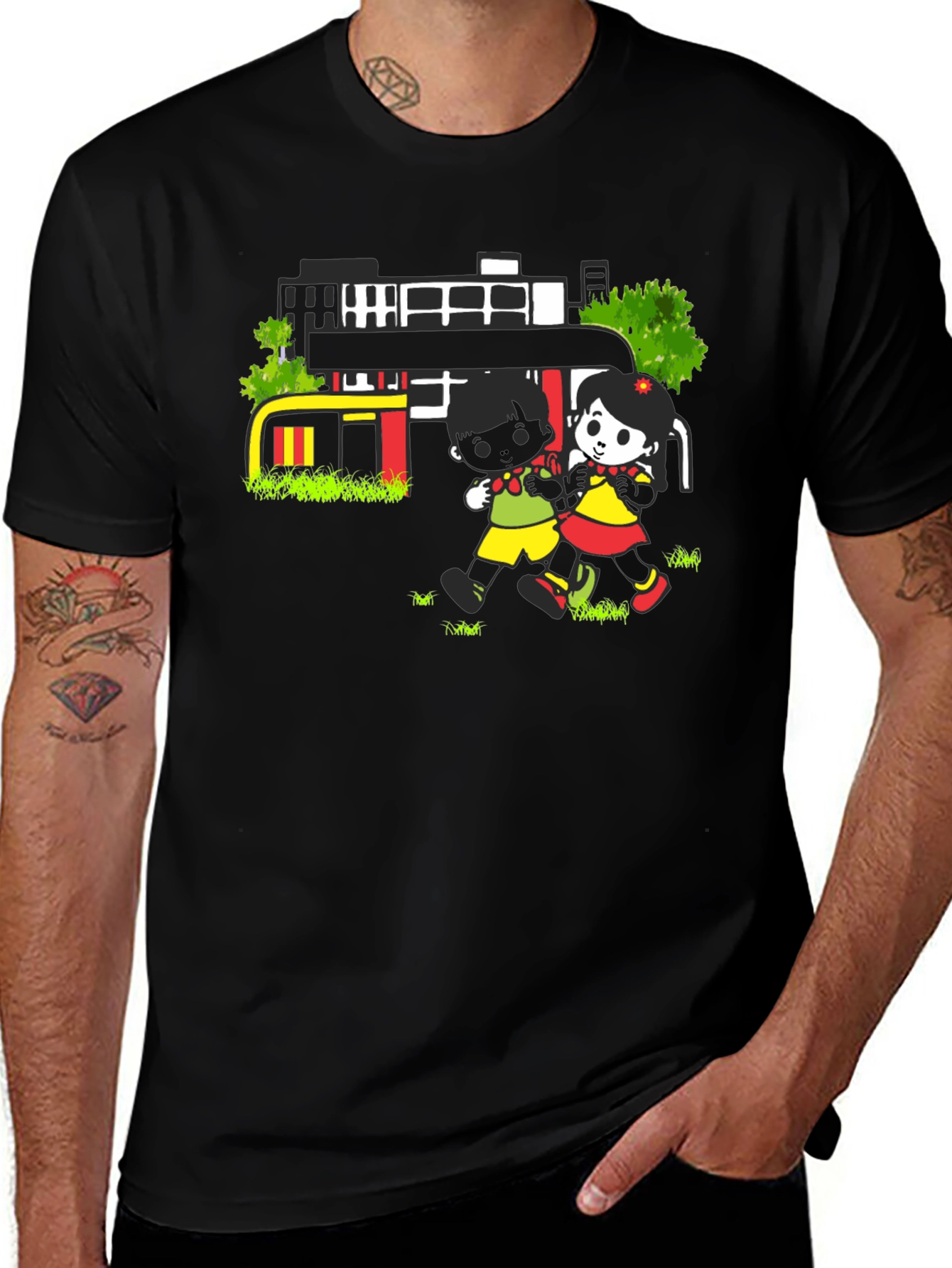 Cartoon Graphic T-Shirt - Back to School Fun!