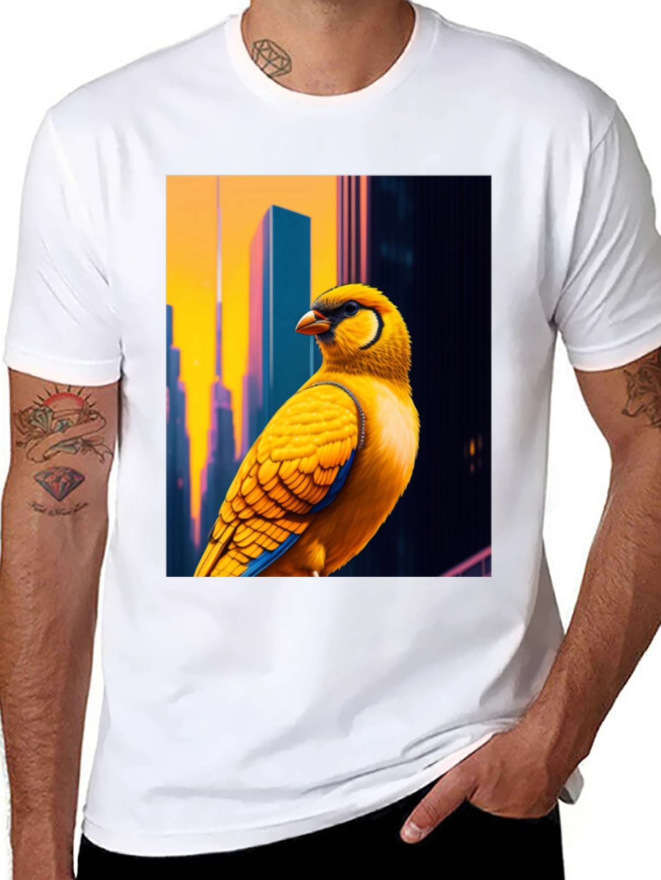 Urban Bird Tee - Cityscape Canary Graphic T-Shirt