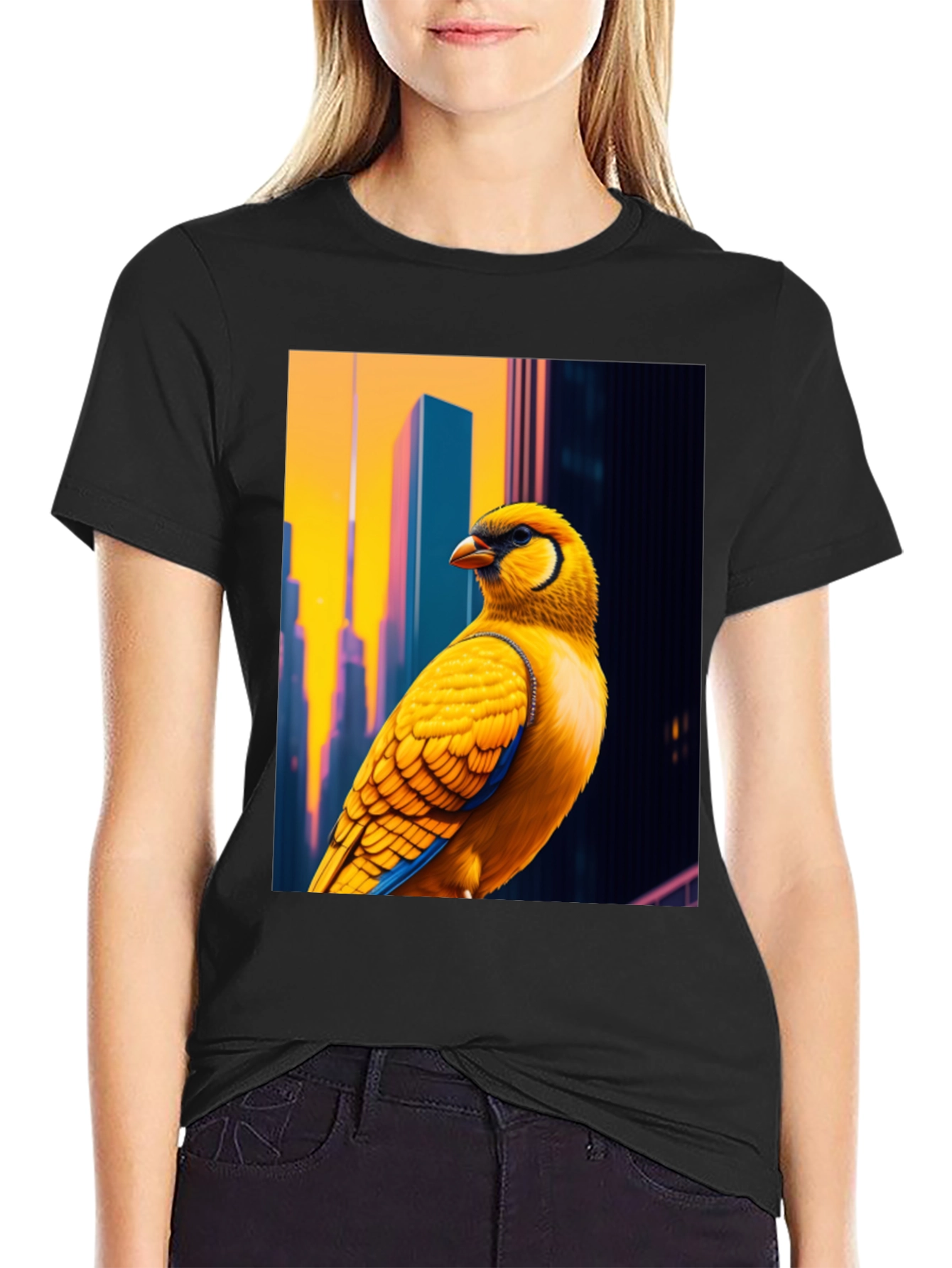 Urban Bird Tee - Cityscape Canary Graphic T-Shirt