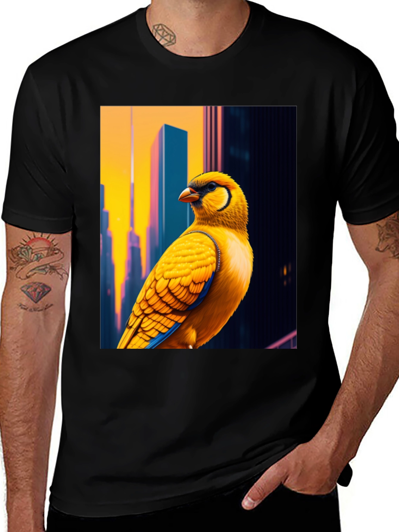 Urban Bird Tee - Cityscape Canary Graphic T-Shirt