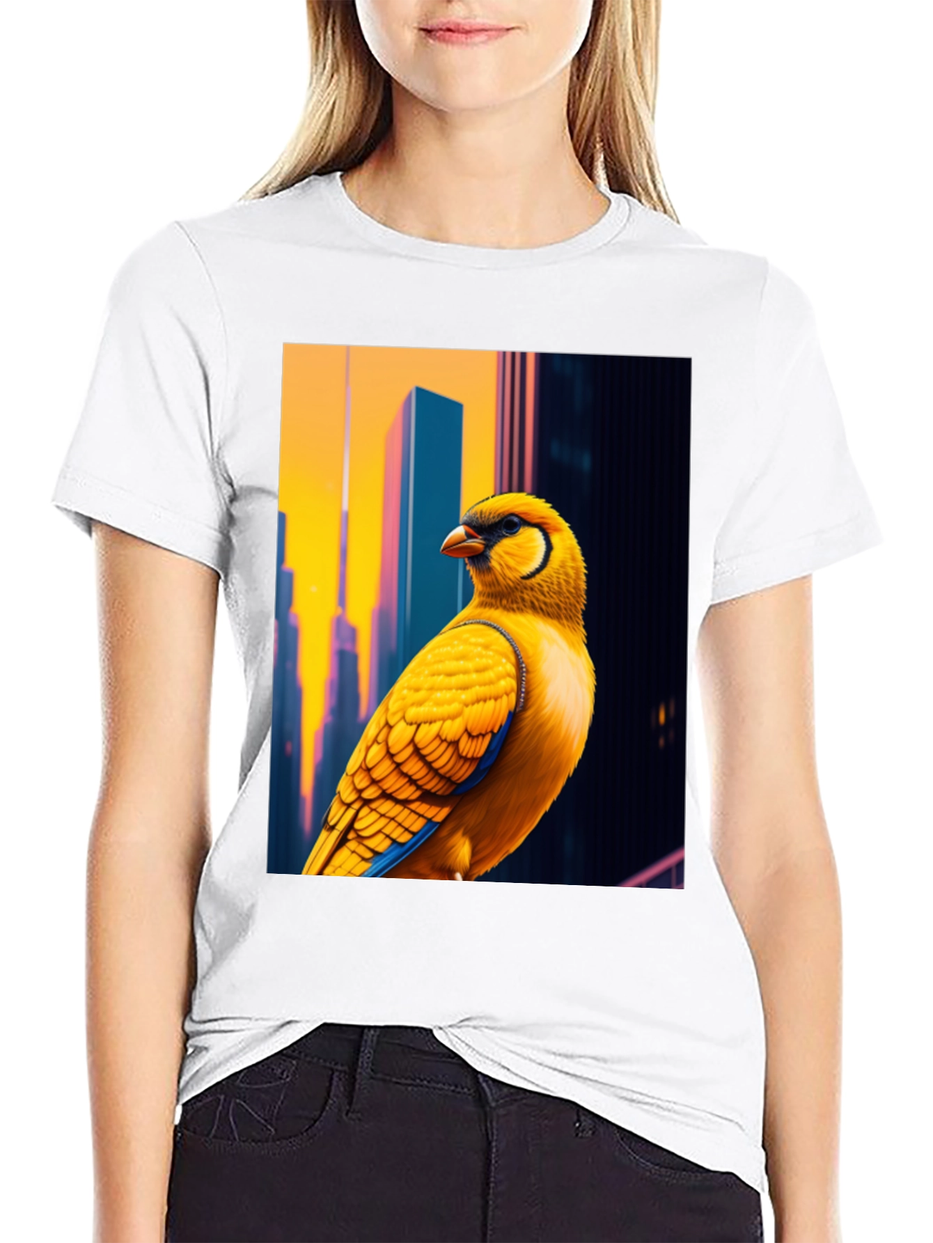 Urban Bird Tee - Cityscape Canary Graphic T-Shirt