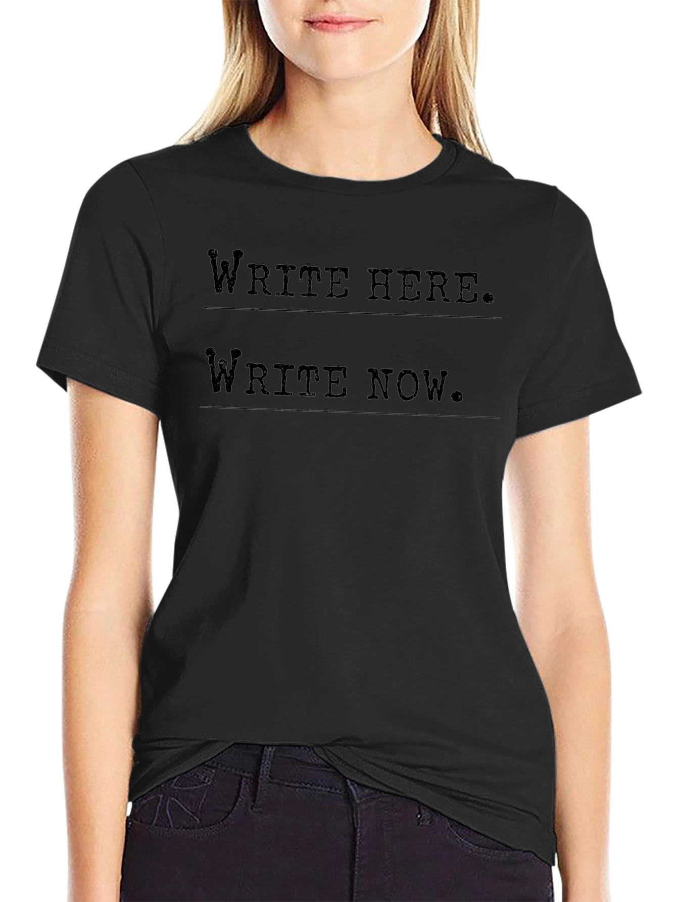 Write Here. Write Now. Black Graphic Tee