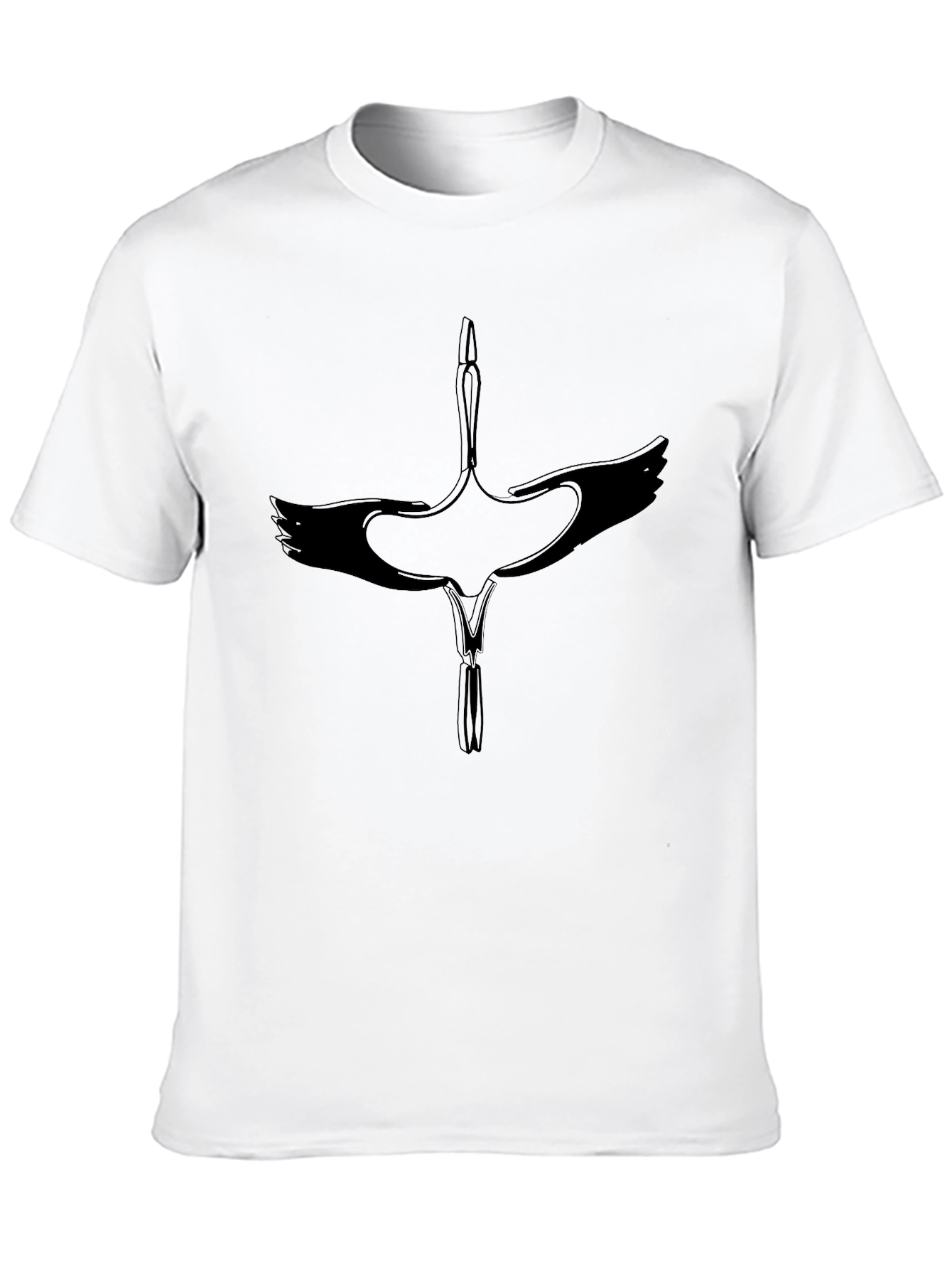 Crane Graphic Black T-Shirt - Modern Casual Wear