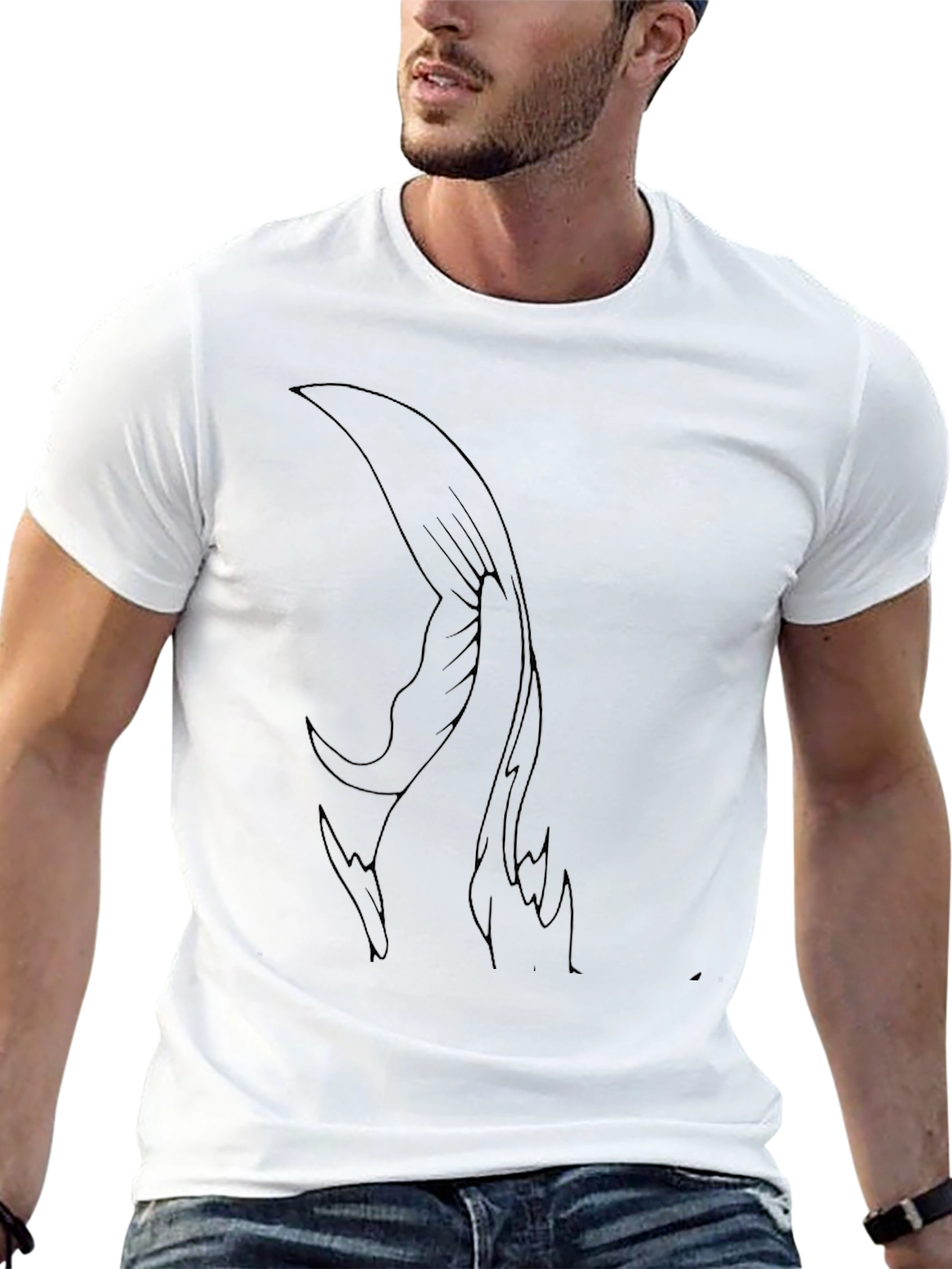 Mens Black Graphic Tee - Abstract Wing Design
