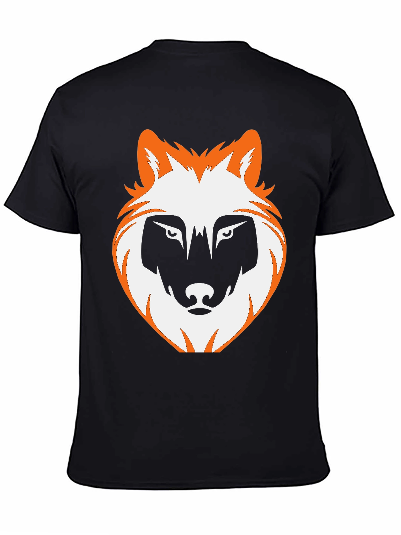 Wolf Graphic Print Tee - Black Casual T-Shirt