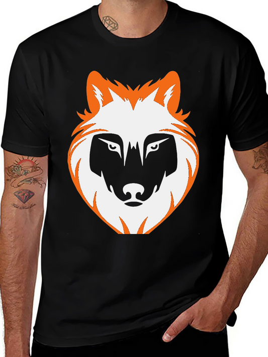 Wolf Graphic Print Tee - Black Casual T-Shirt