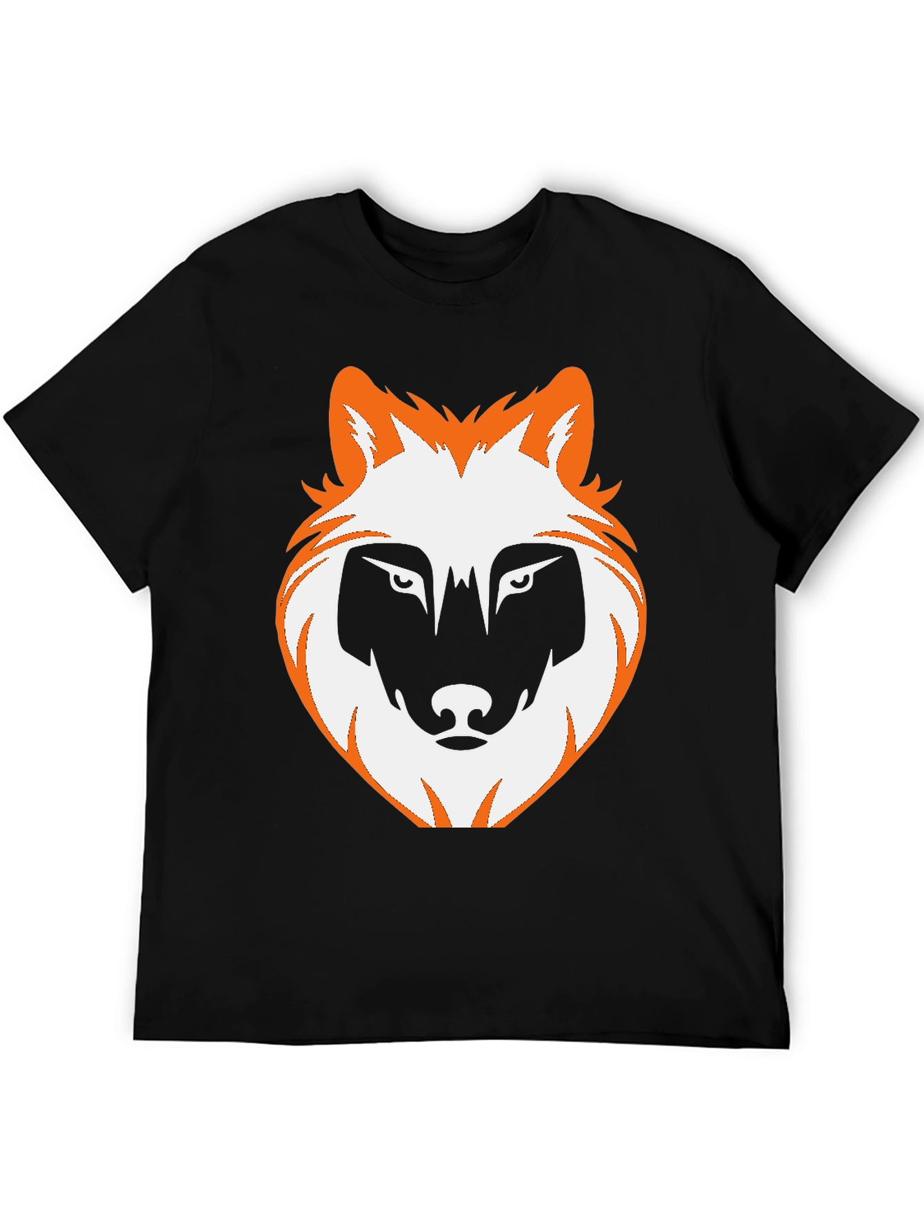 Wolf Graphic Print Tee - Black Casual T-Shirt