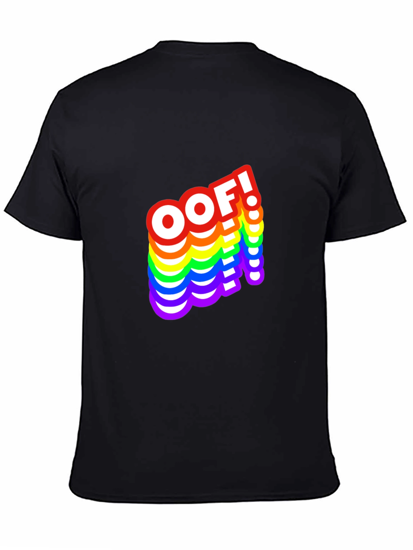 OOF! Rainbow Text Graphic Black T-Shirt