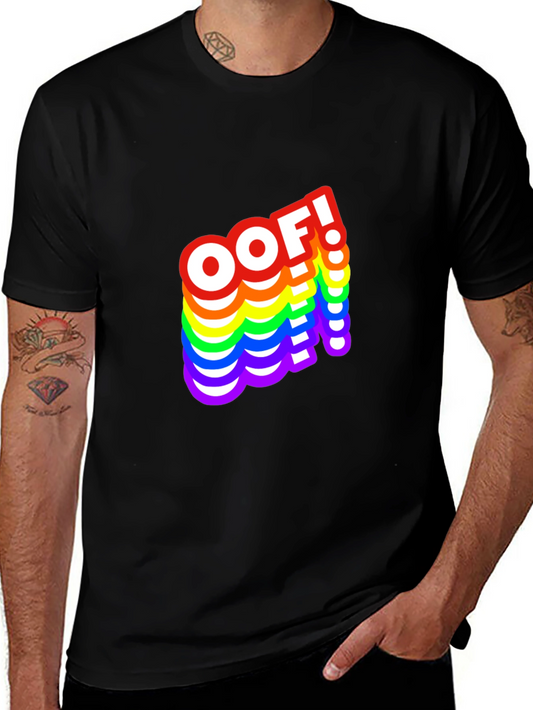 OOF! Rainbow Text Graphic Black T-Shirt