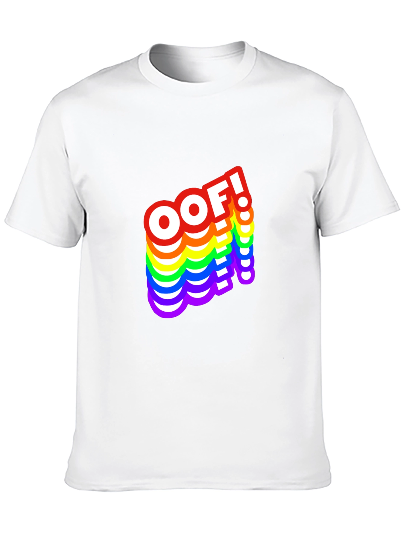 OOF! Rainbow Text Graphic Black T-Shirt