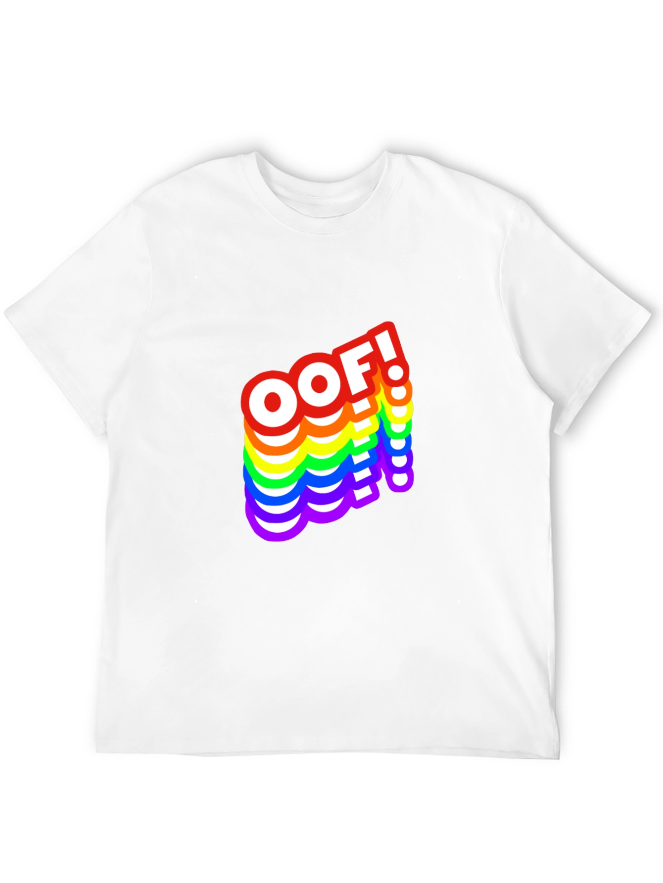 OOF! Rainbow Text Graphic Black T-Shirt