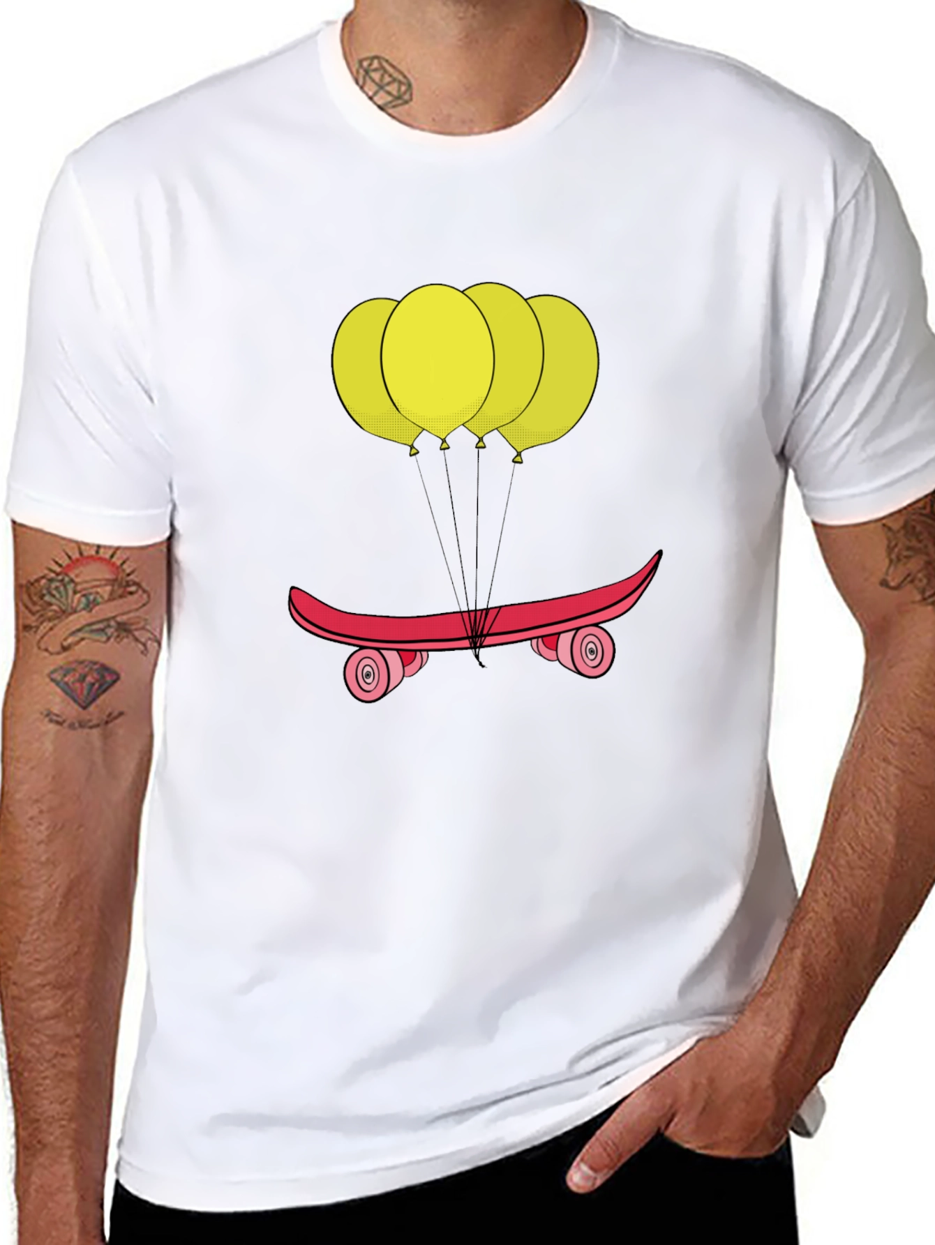 Skateboard Balloons Graphic Tee - Casual Comfort
