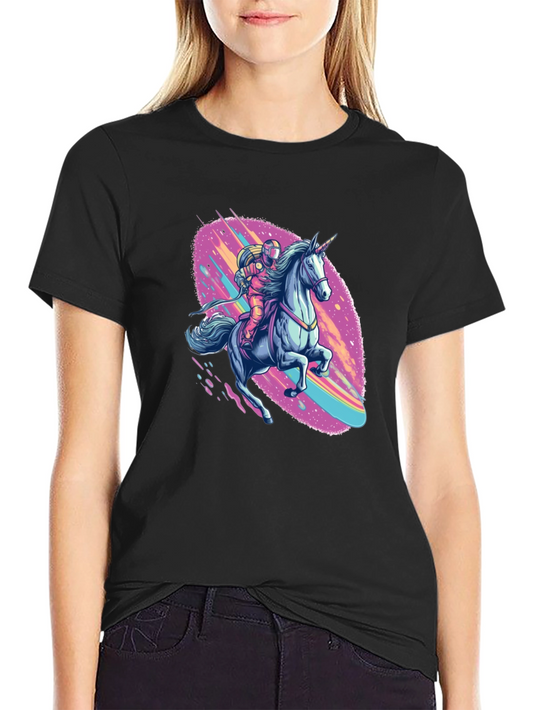 Astronaut Unicorn Ride Black Graphic Tee