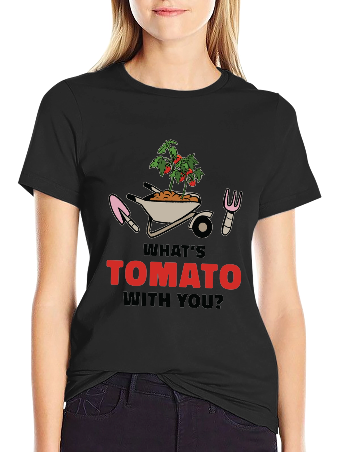 Whats Tomato With You? Black Graphic Tee