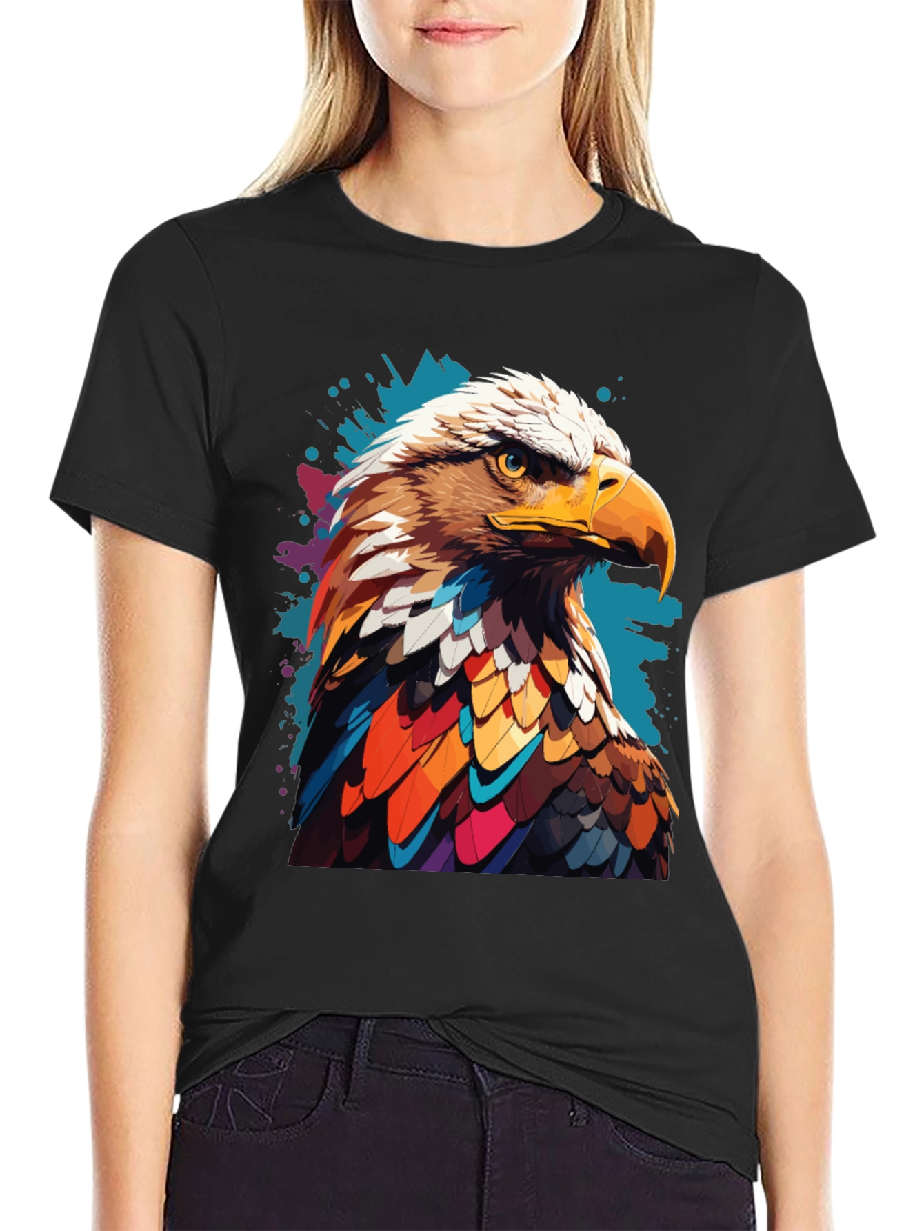 Eagle Graphic Print Black T-Shirt