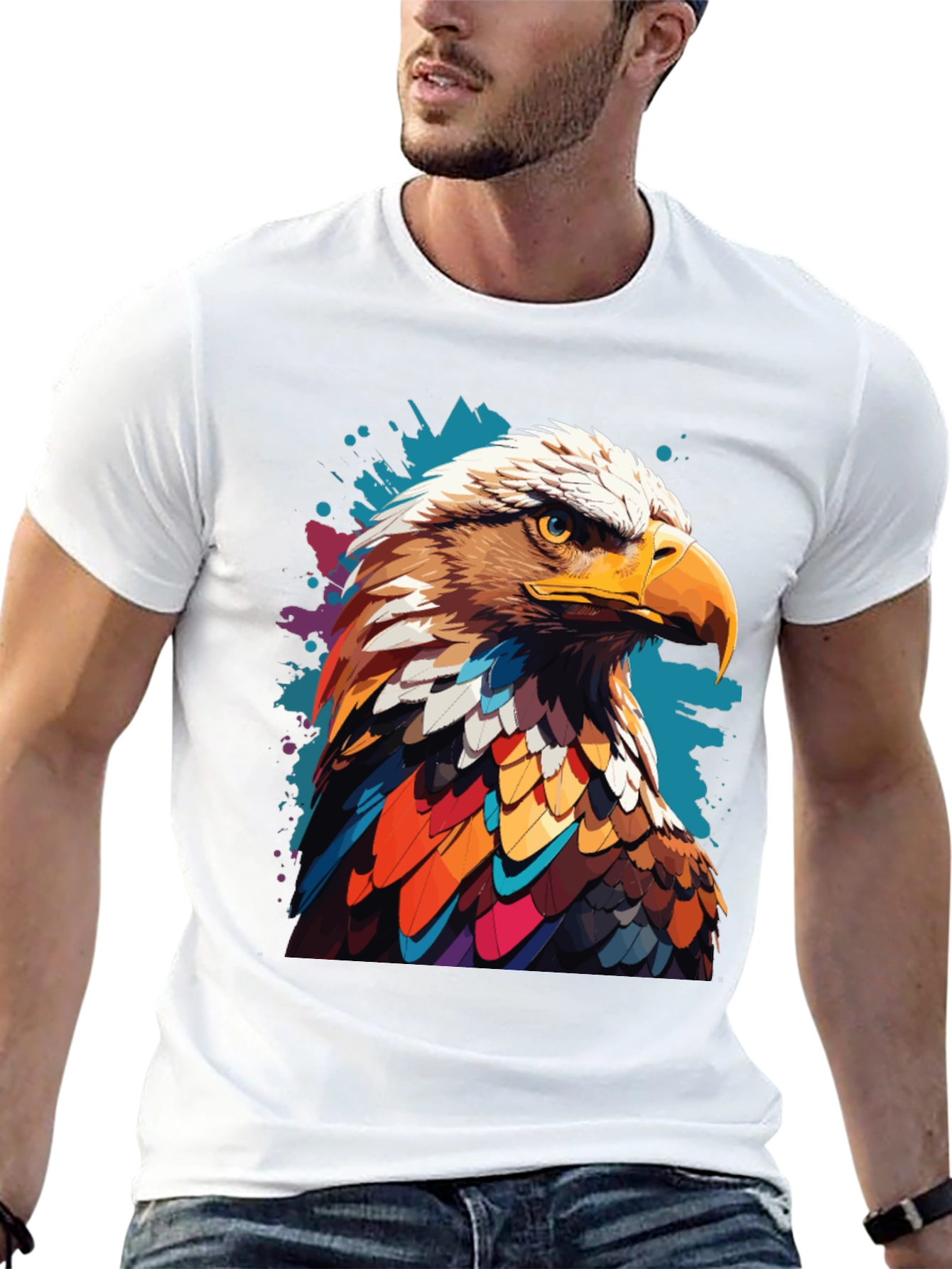 Eagle Graphic Print Black T-Shirt