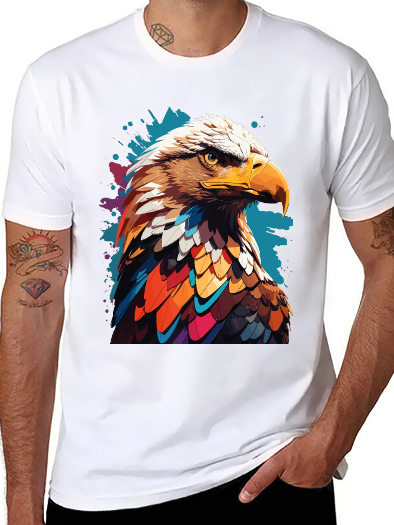 Eagle Graphic Print Black T-Shirt