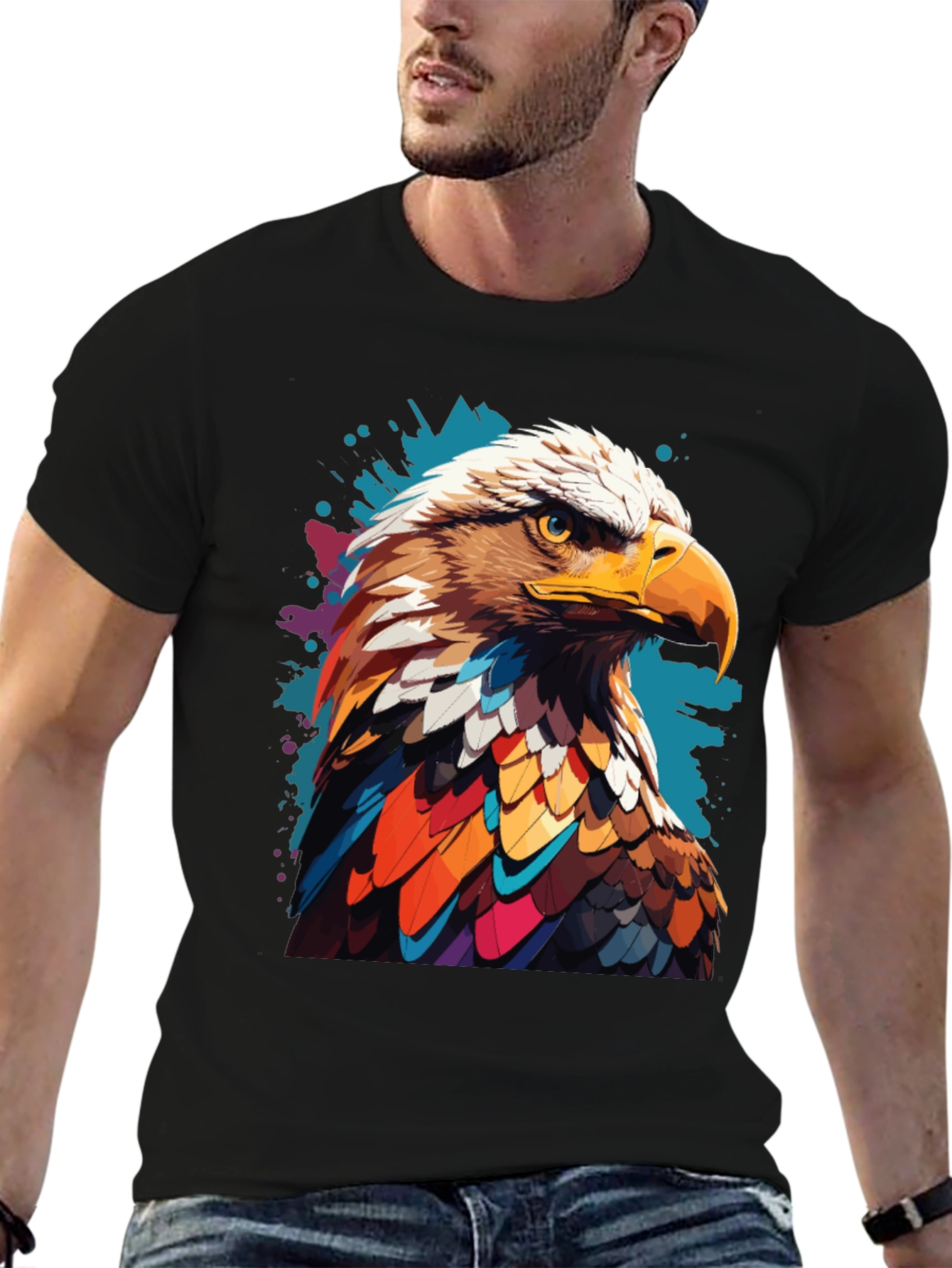 Eagle Graphic Print Black T-Shirt