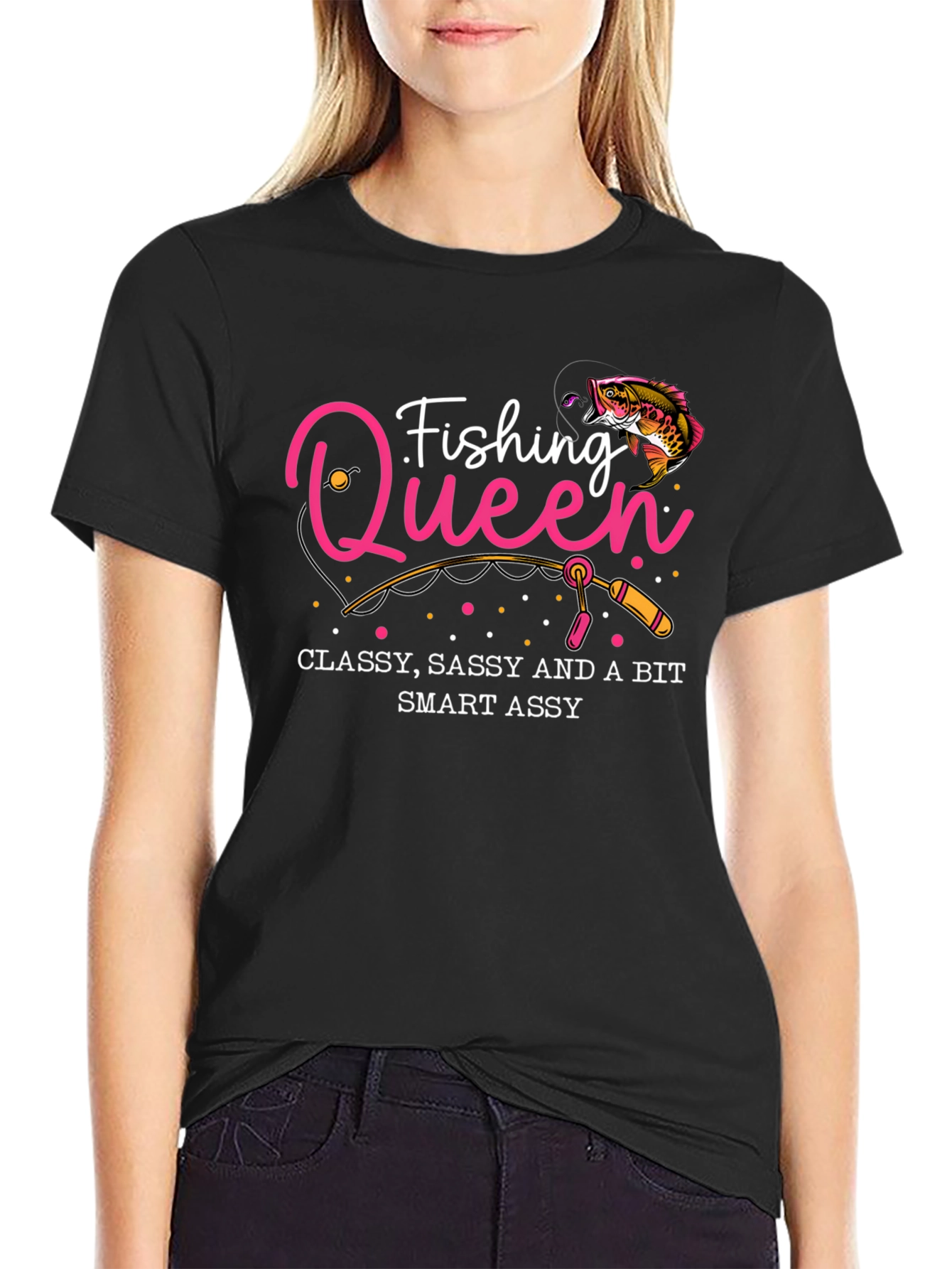 Fishing Queen Graphic T-Shirt - Classy Sassy Smart
