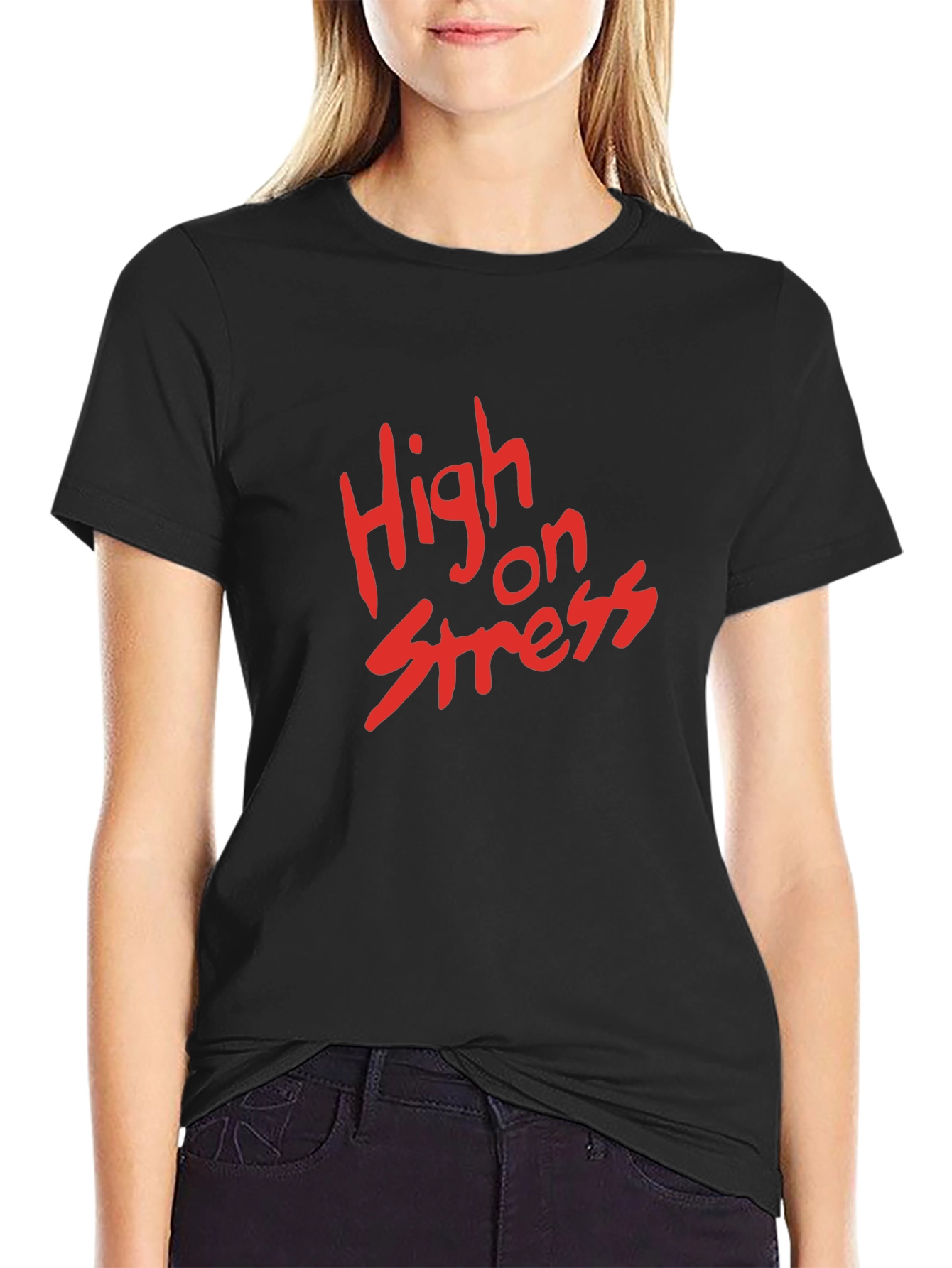 High on Stress Black Graphic Tee