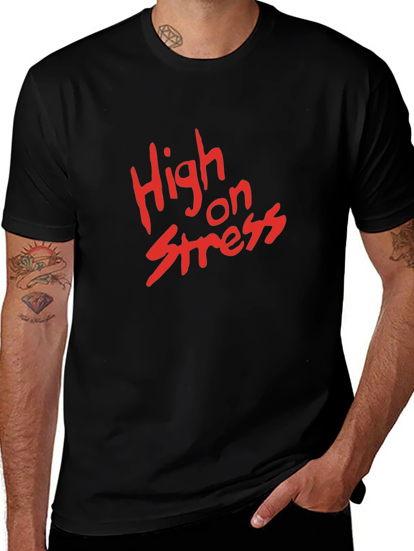 High on Stress Black Graphic Tee