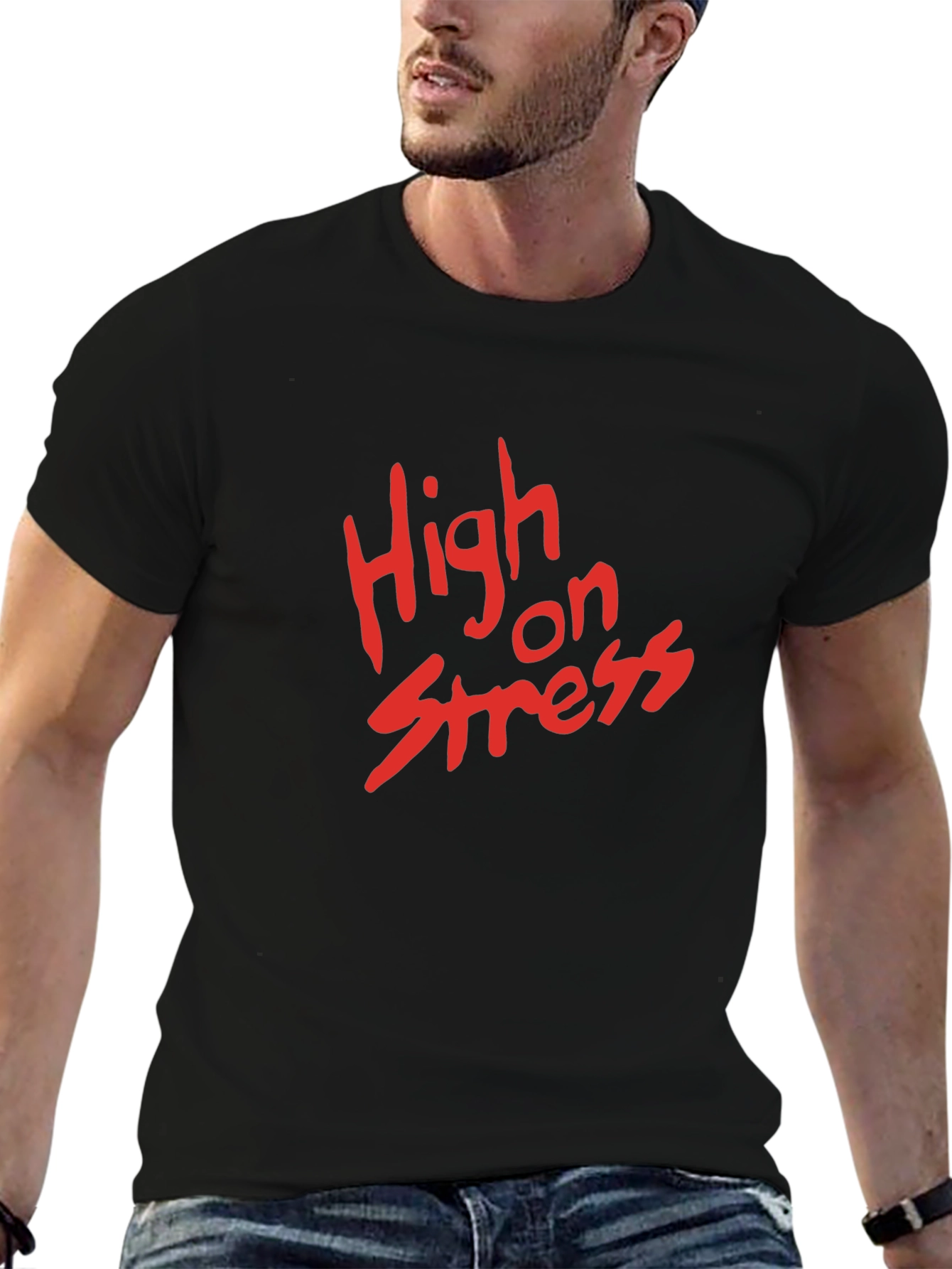 High on Stress Black Graphic Tee