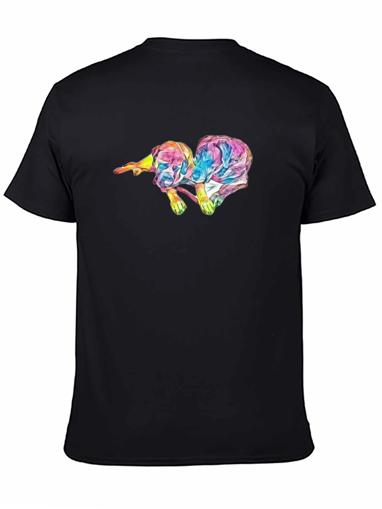 Abstract Dog Graphic Black T-Shirt