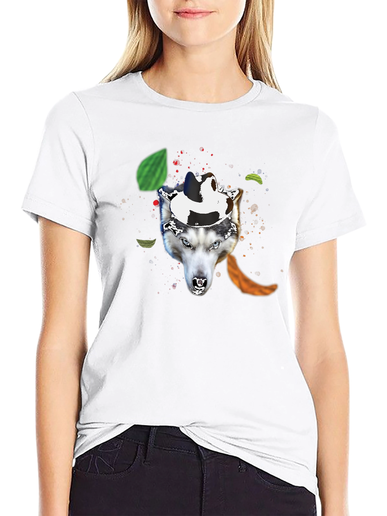 Wolf in a Hat T-Shirt - Black