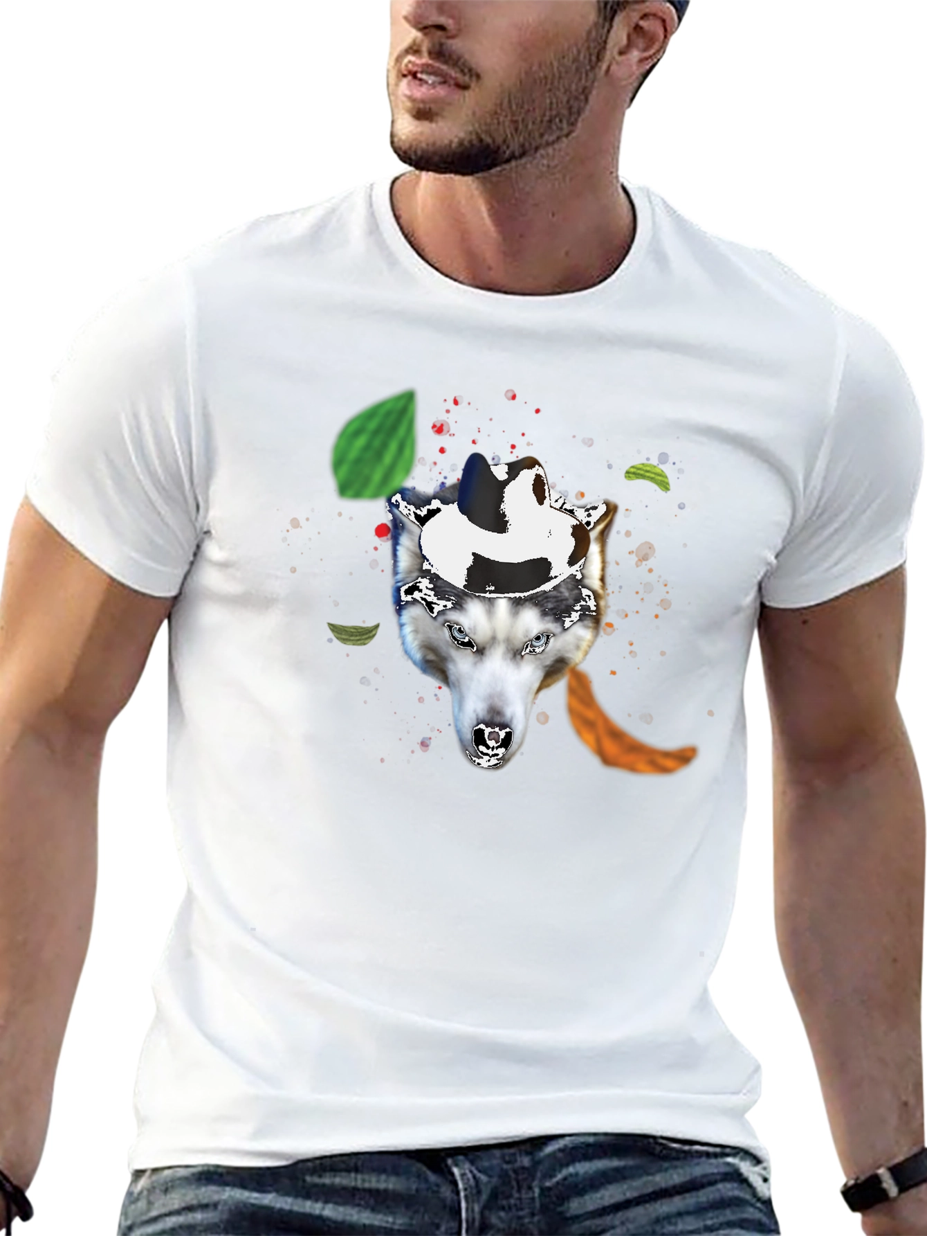 Wolf in a Hat T-Shirt - Black