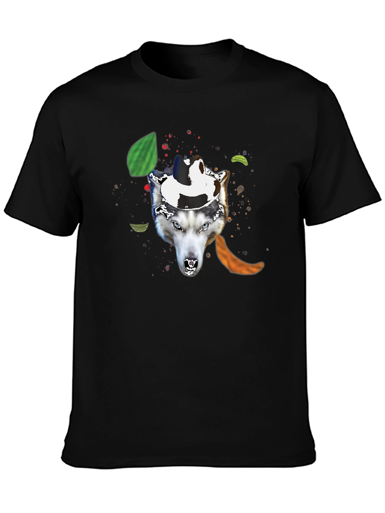 Wolf in a Hat T-Shirt - Black