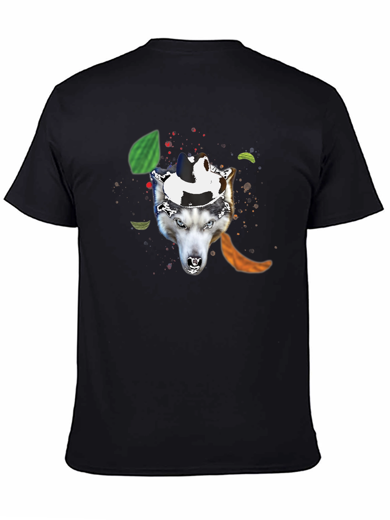 Wolf in a Hat T-Shirt - Black