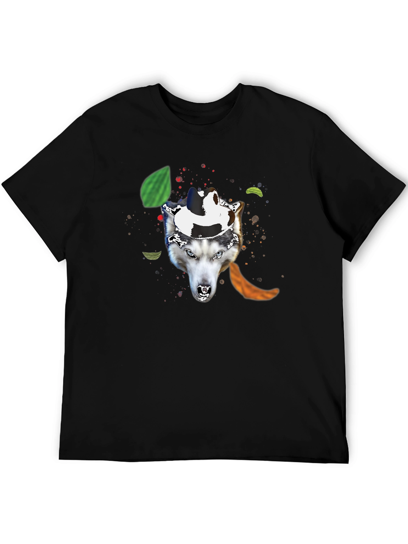 Wolf in a Hat T-Shirt - Black