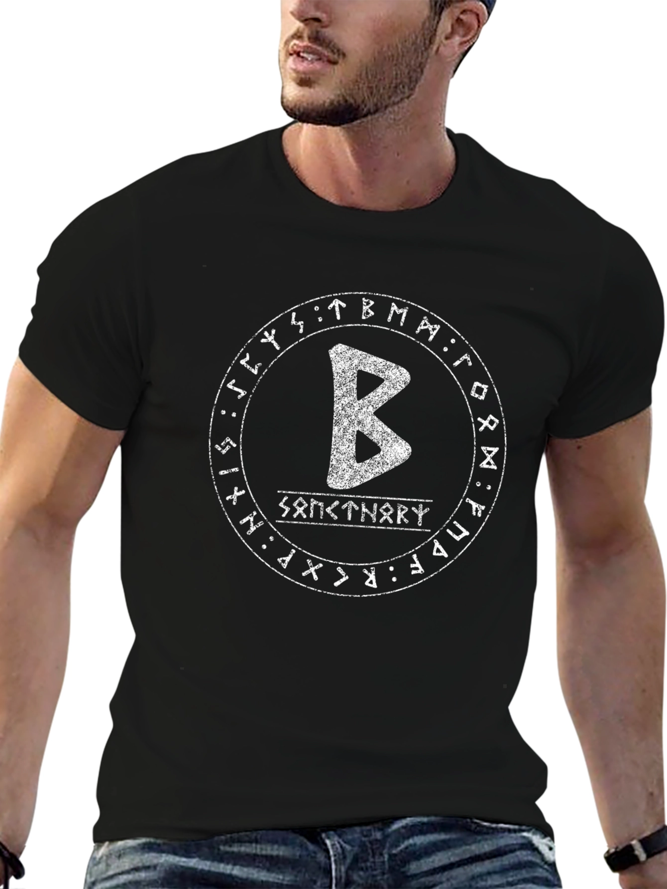 Viking Sanctuary T-Shirt - Rune Circle Design