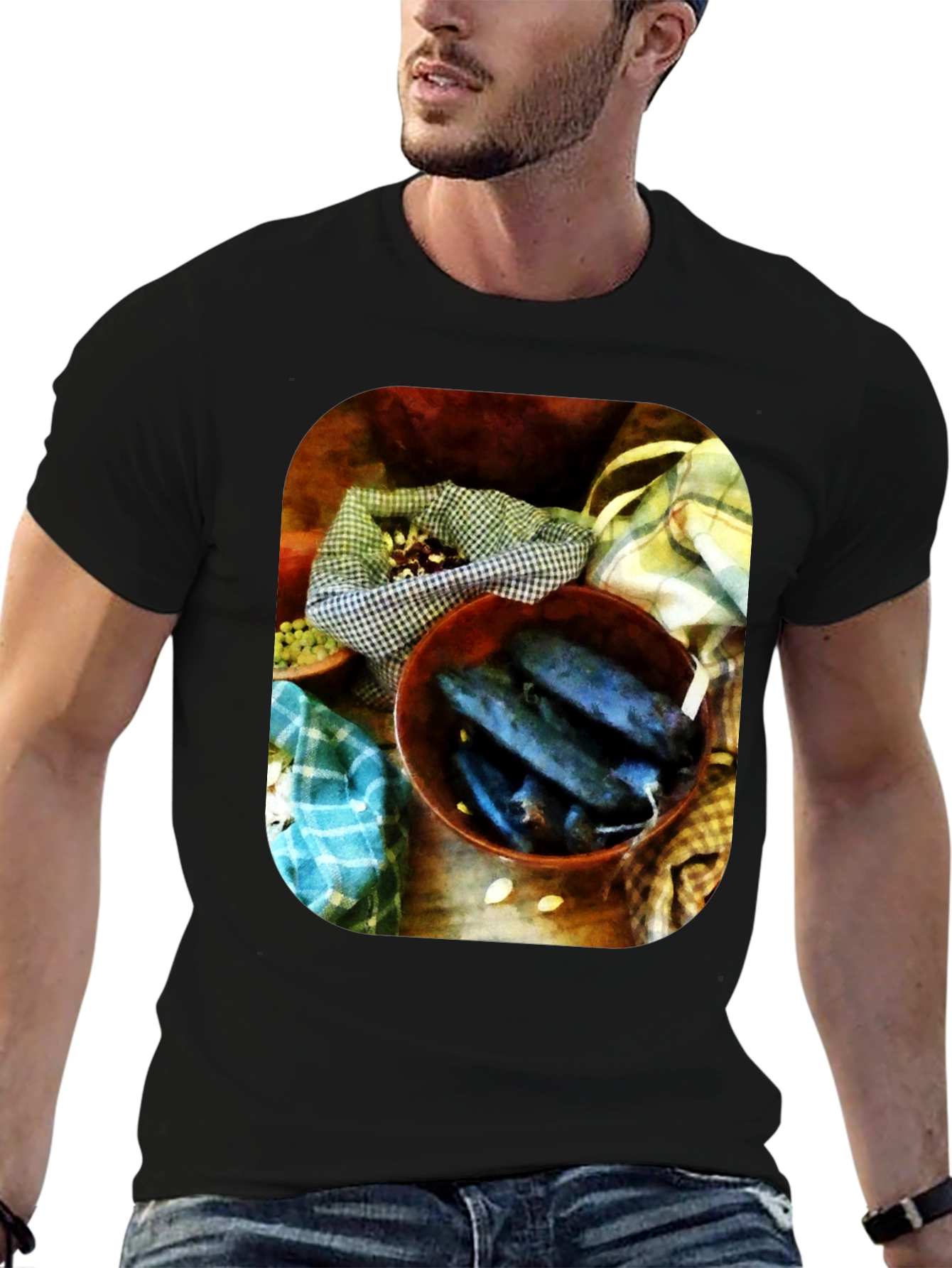 Mens T-Shirt with Unique Produce Still Life Art