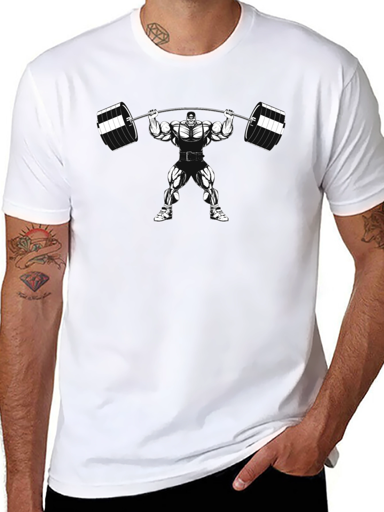 Bodybuilder Black T-Shirt - Weight Lifting Gym Design