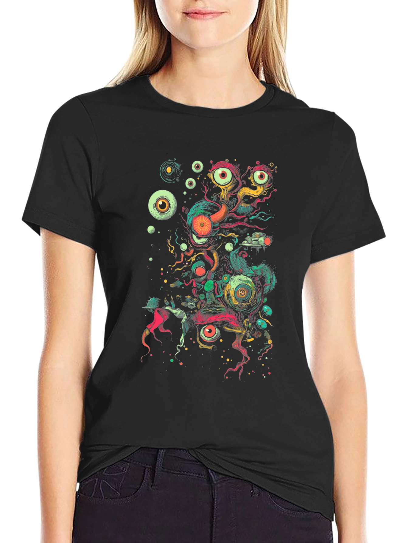 Eye See You: Graphic Print Black T-Shirt