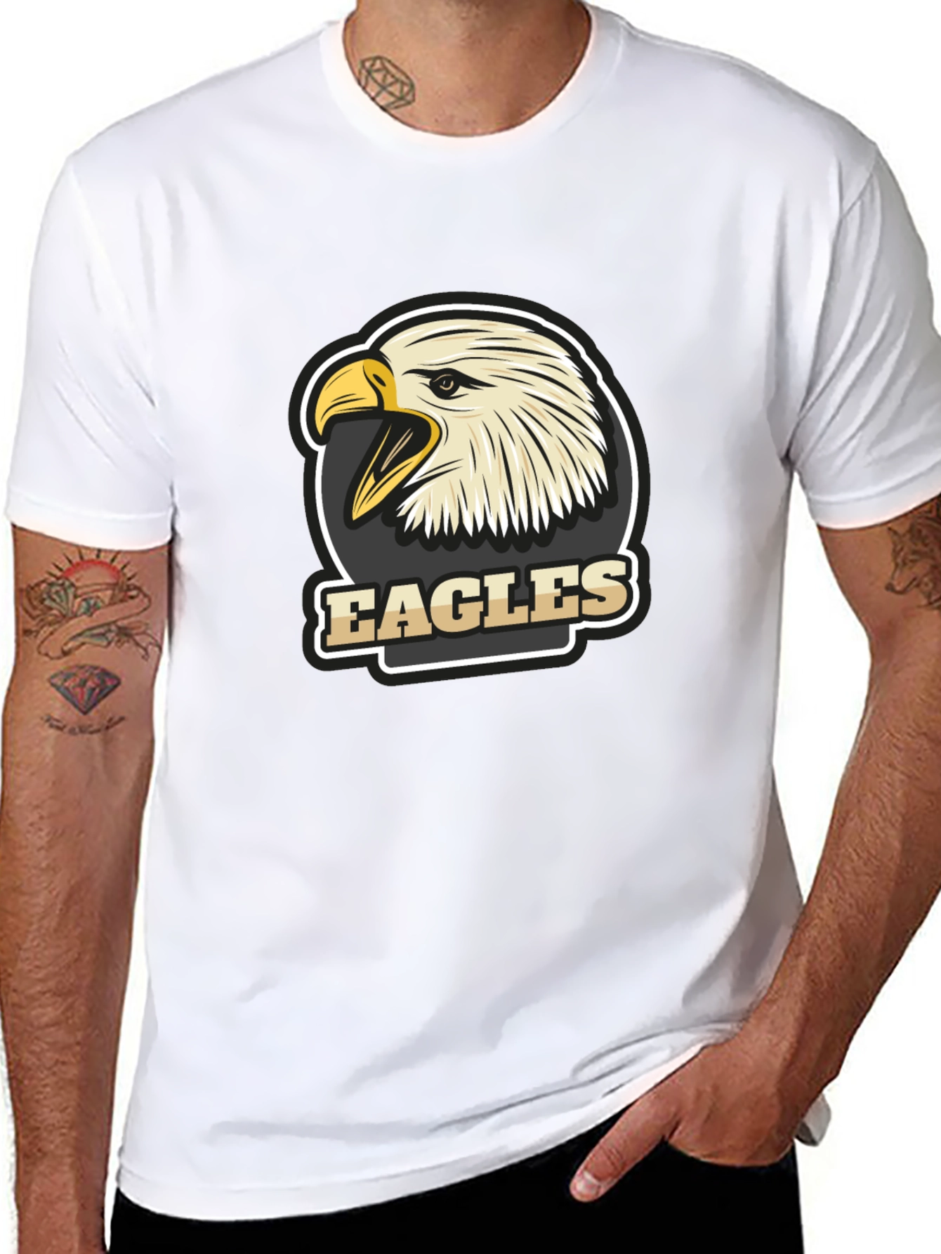 Mens Black Eagles Graphic T-Shirt