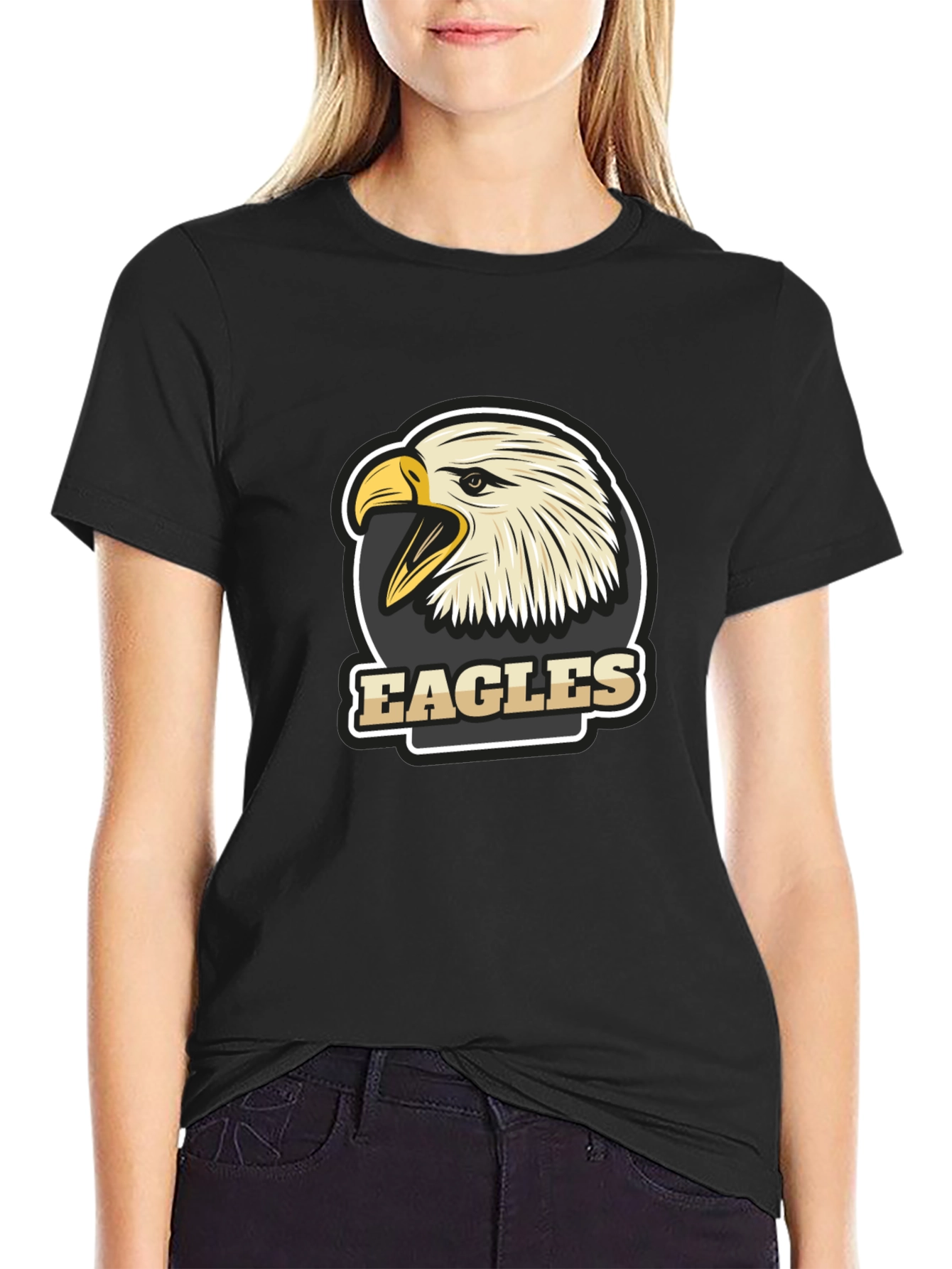 Mens Black Eagles Graphic T-Shirt