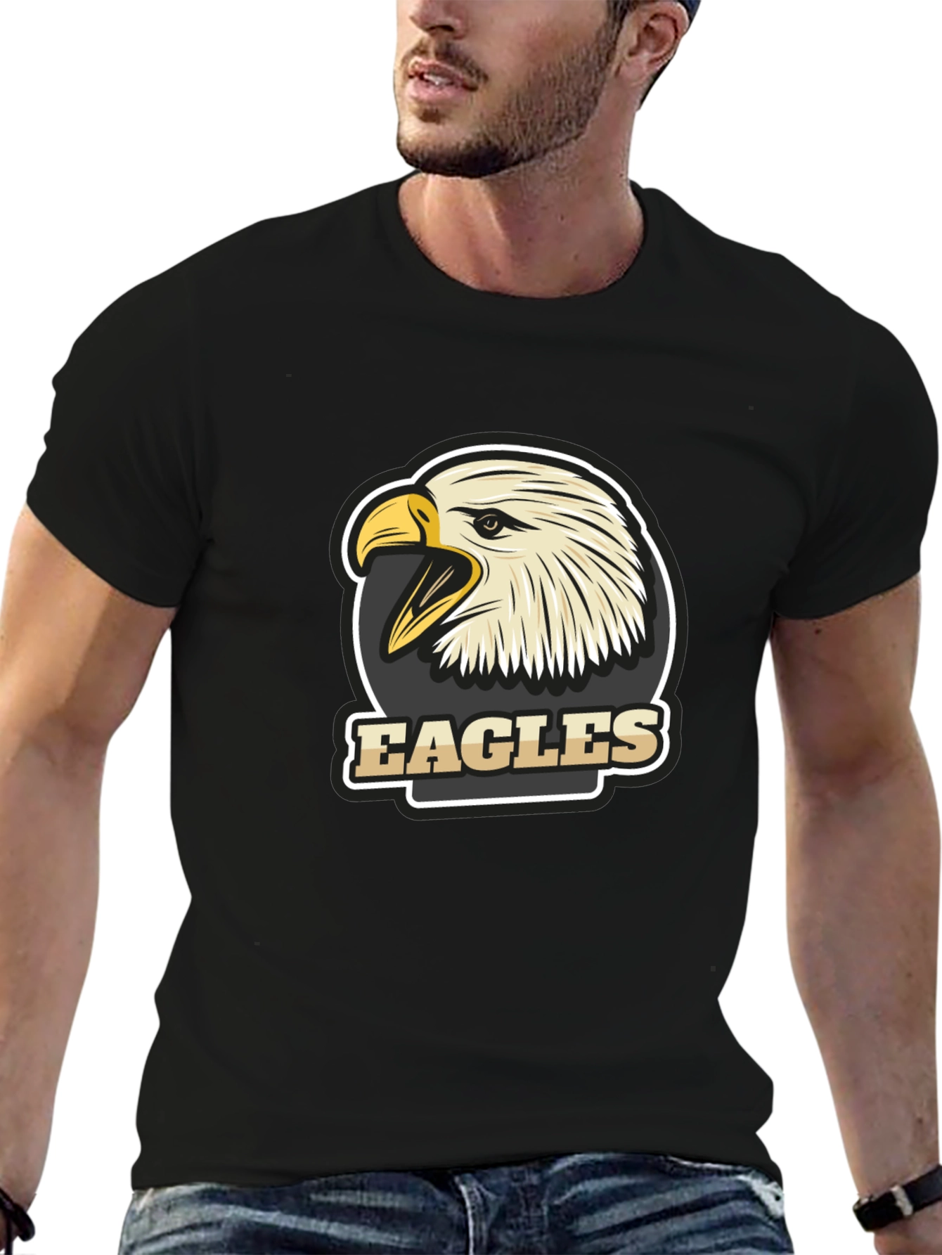 Mens Black Eagles Graphic T-Shirt