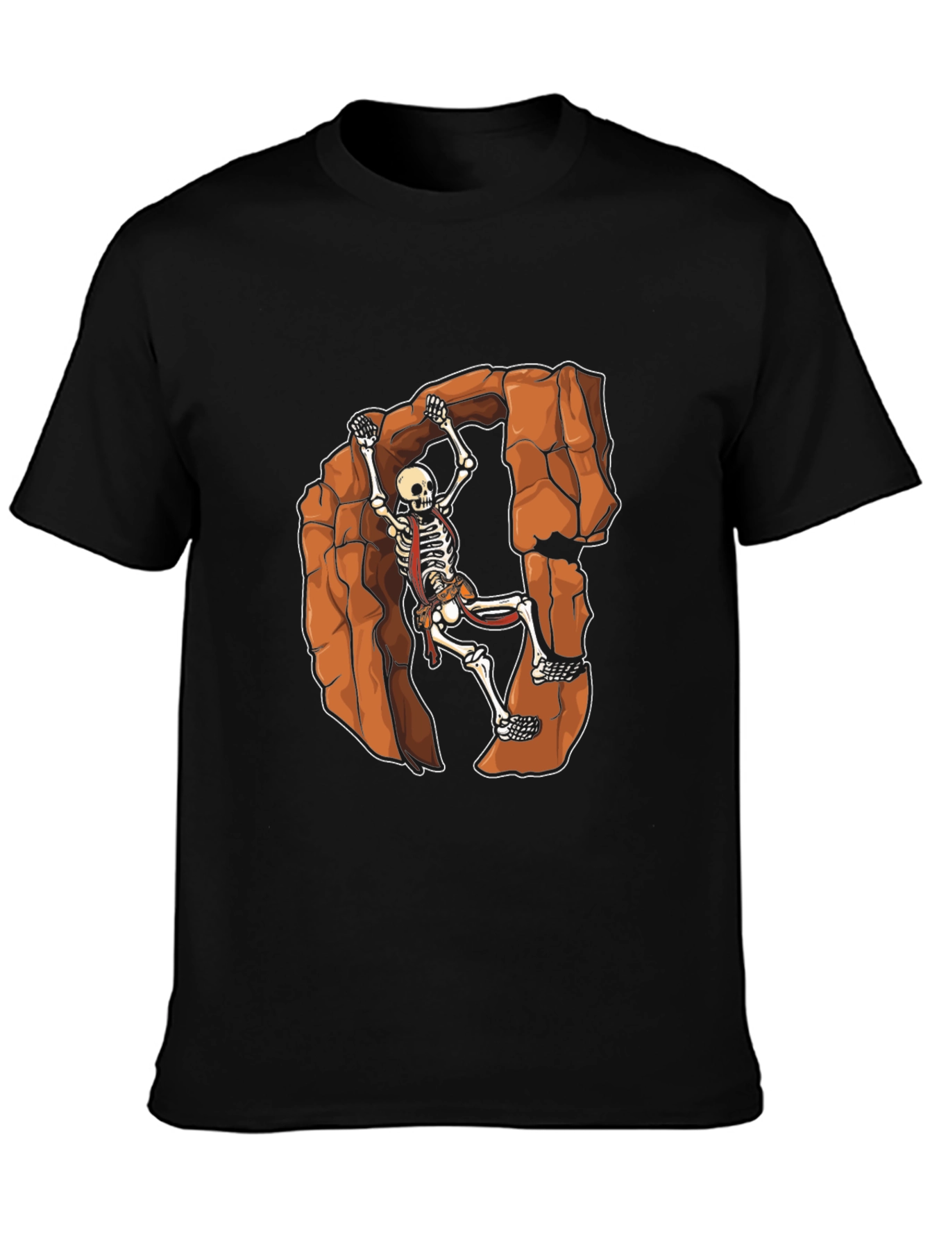 Skeleton Rock Climbing Graphic Tee - Black
