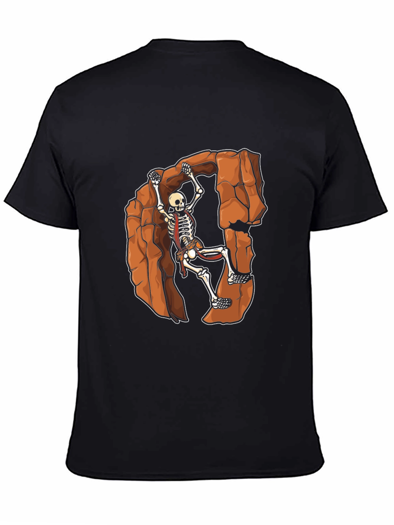 Skeleton Rock Climbing Graphic Tee - Black