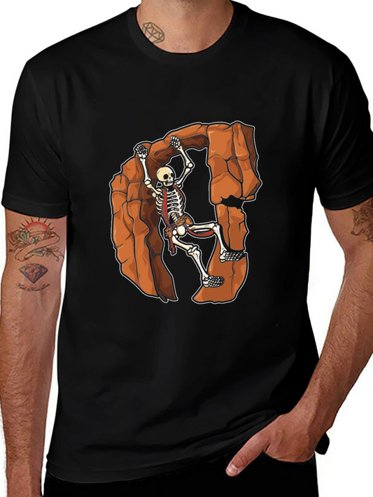 Skeleton Rock Climbing Graphic Tee - Black