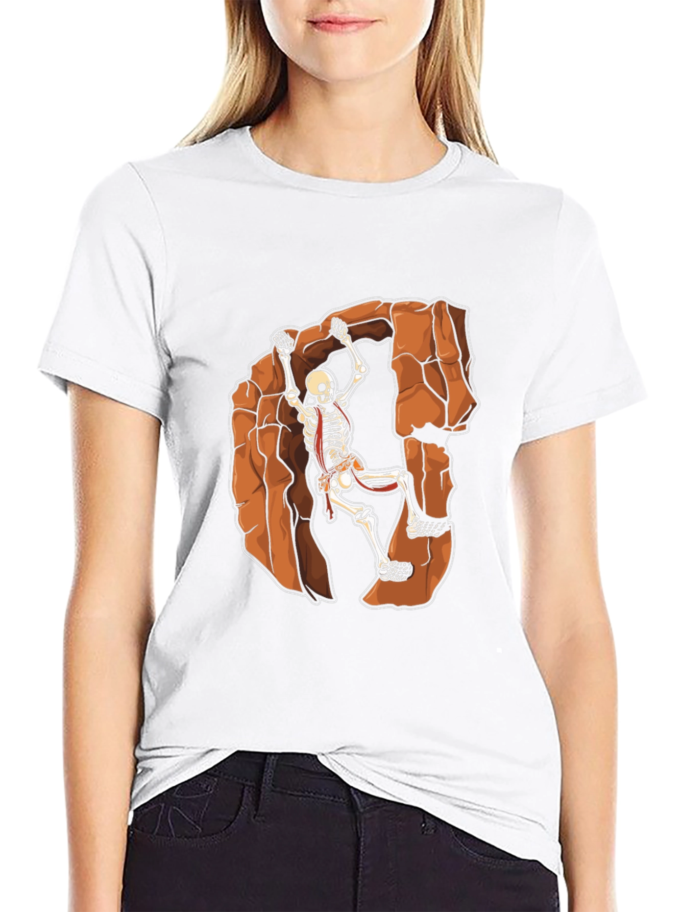 Skeleton Rock Climbing Graphic Tee - Black
