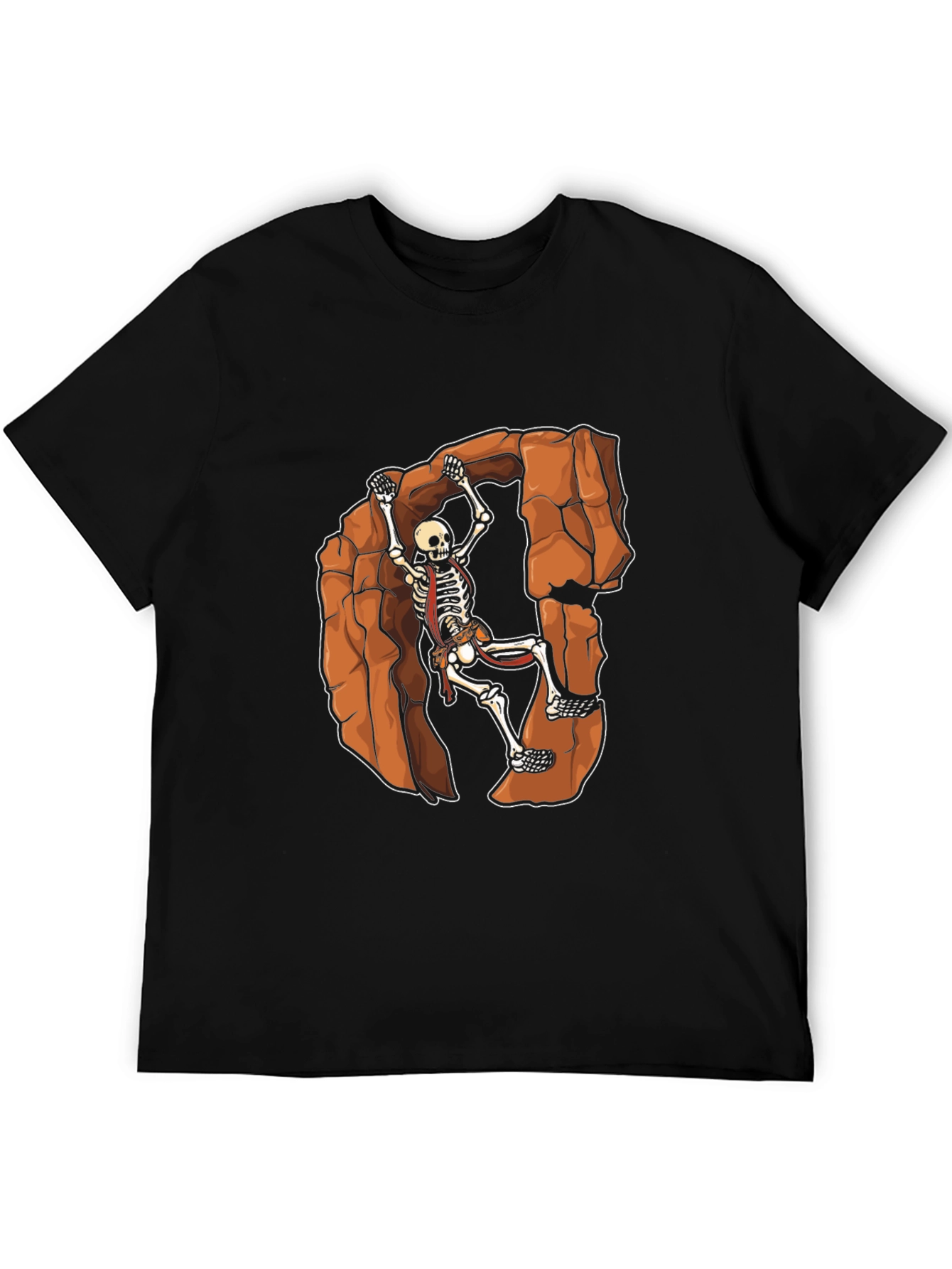 Skeleton Rock Climbing Graphic Tee - Black