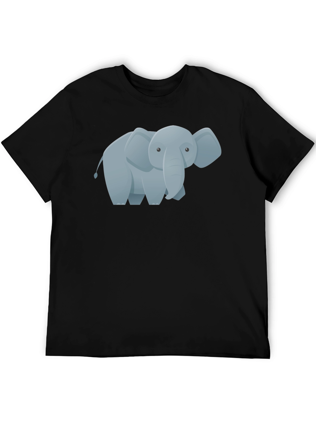Cute Cartoon Elephant Graphic Tee - Black